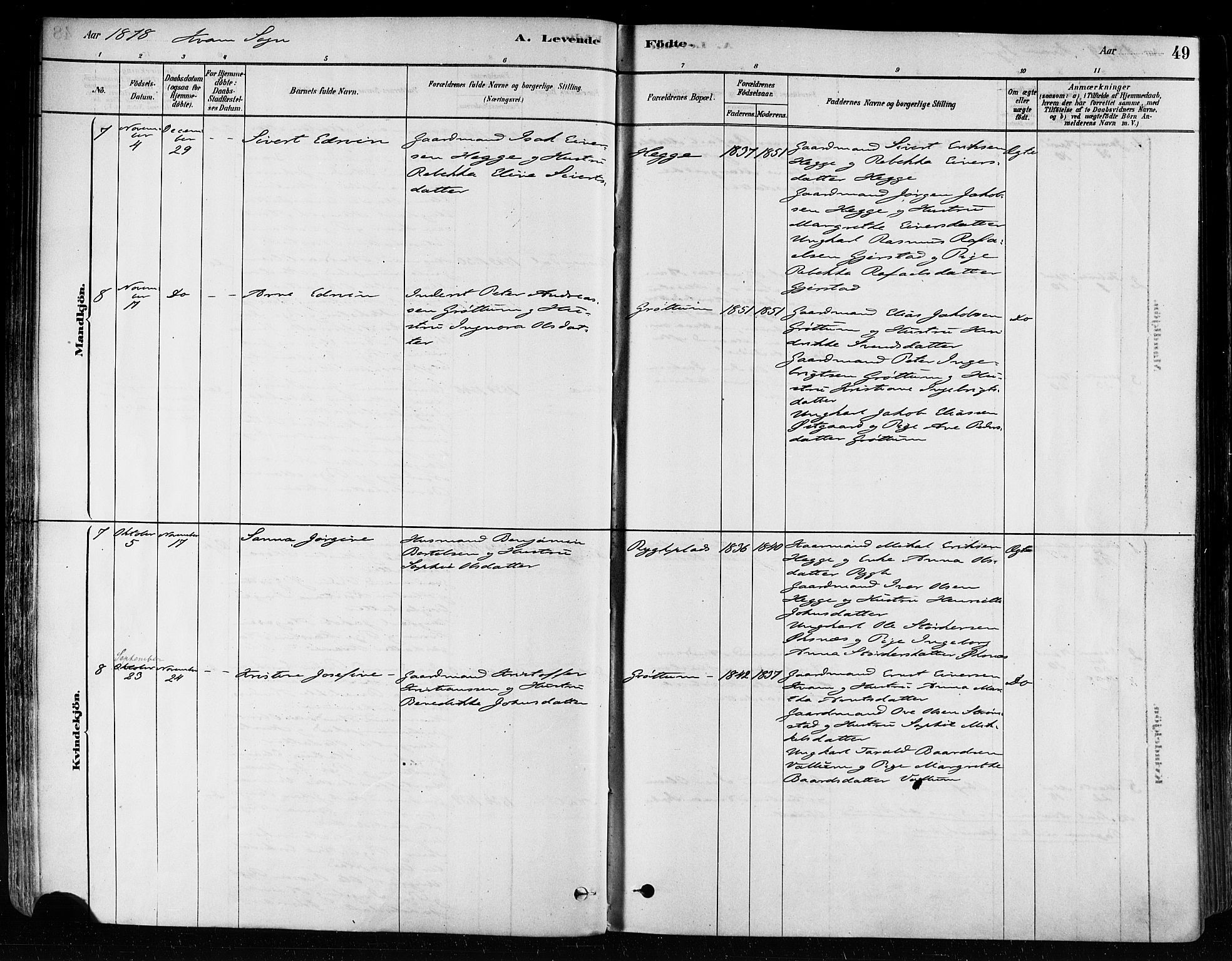 Ministerialprotokoller, klokkerbøker og fødselsregistre - Nord-Trøndelag, AV/SAT-A-1458/746/L0449: Ministerialbok nr. 746A07 /2, 1878-1899, s. 49