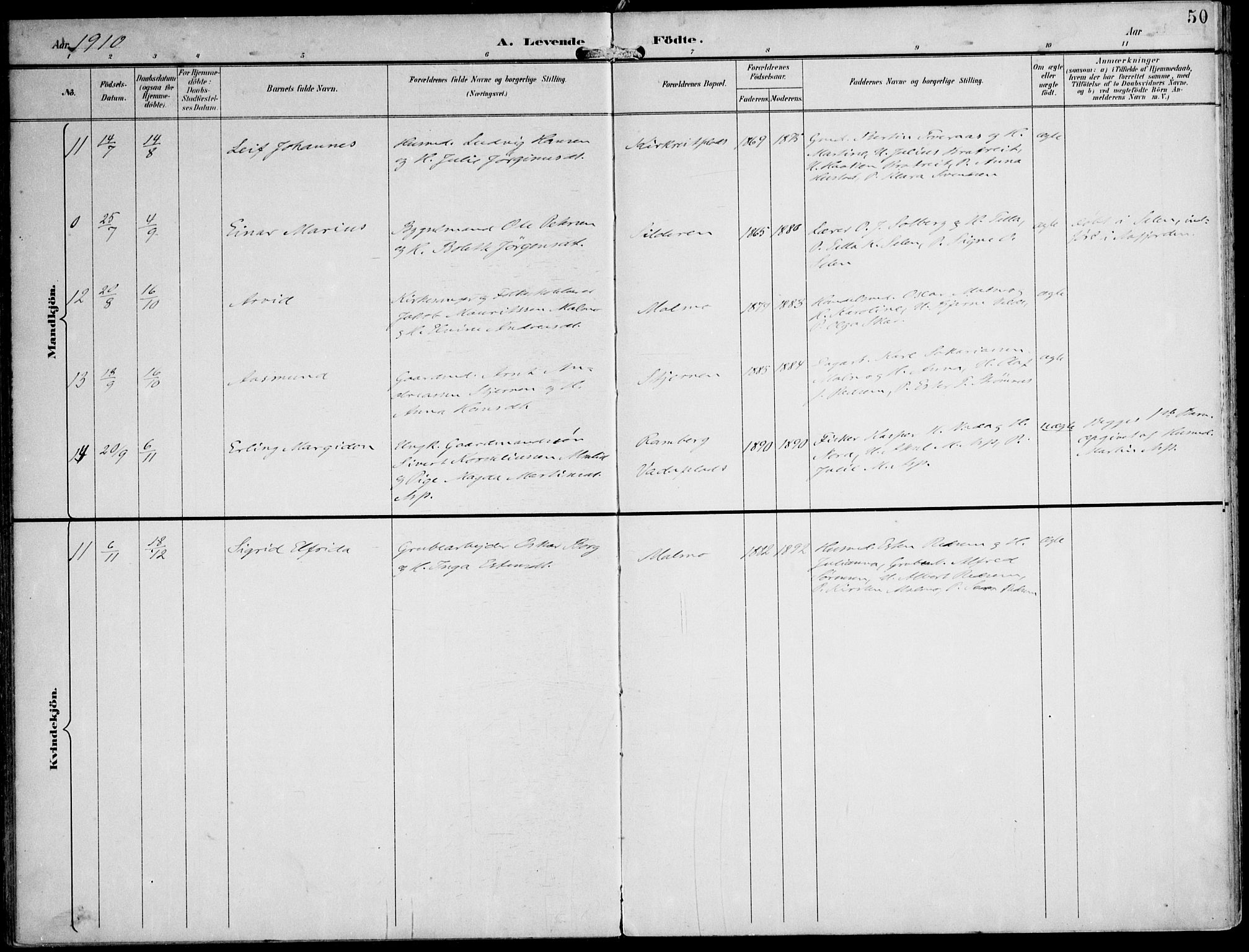 Ministerialprotokoller, klokkerbøker og fødselsregistre - Nord-Trøndelag, SAT/A-1458/745/L0430: Ministerialbok nr. 745A02, 1895-1913, s. 50