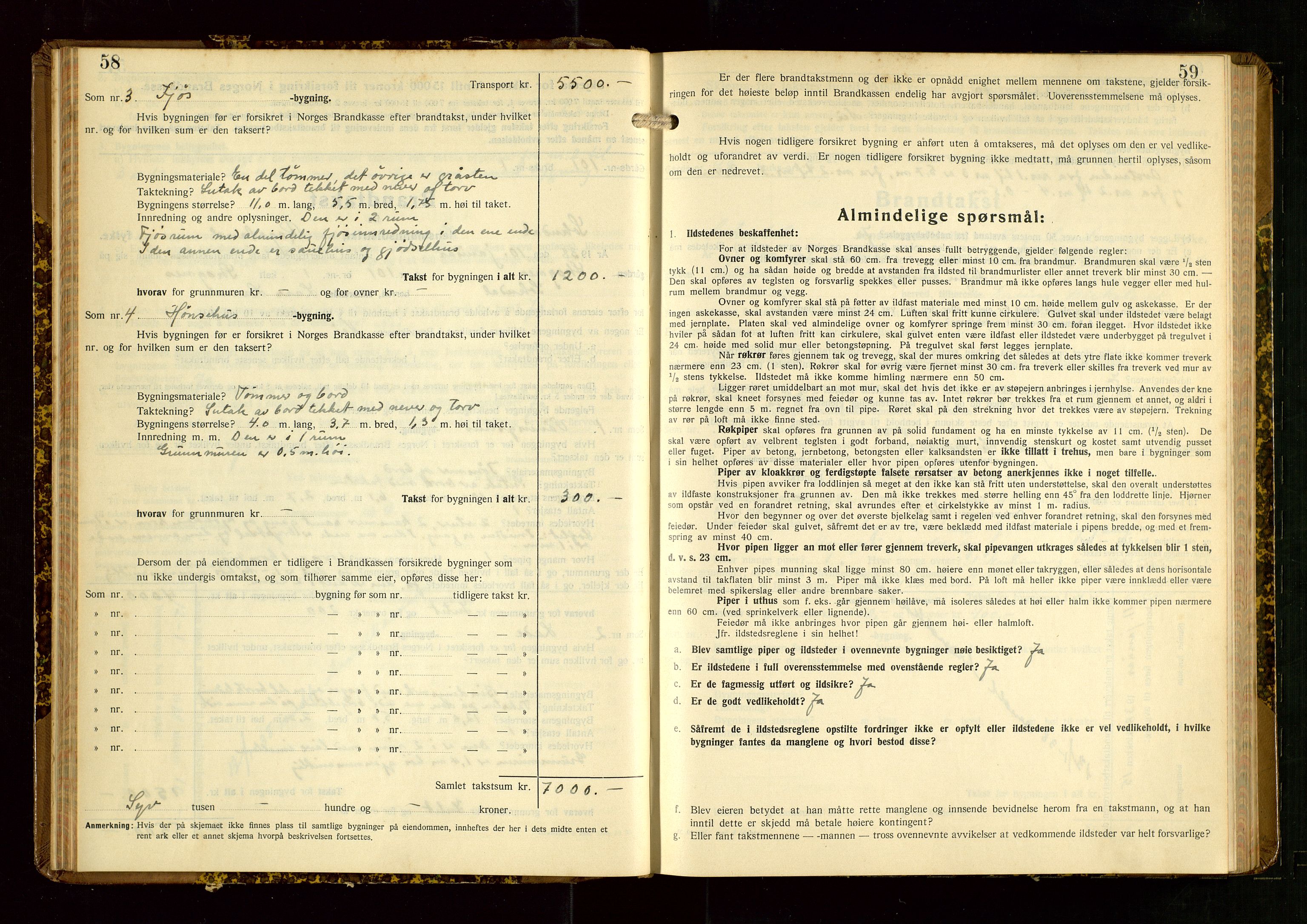 Sokndal lensmannskontor, AV/SAST-A-100417/Gob/L0008: "Brandtakst-Protokoll", 1937-1955, s. 58-59