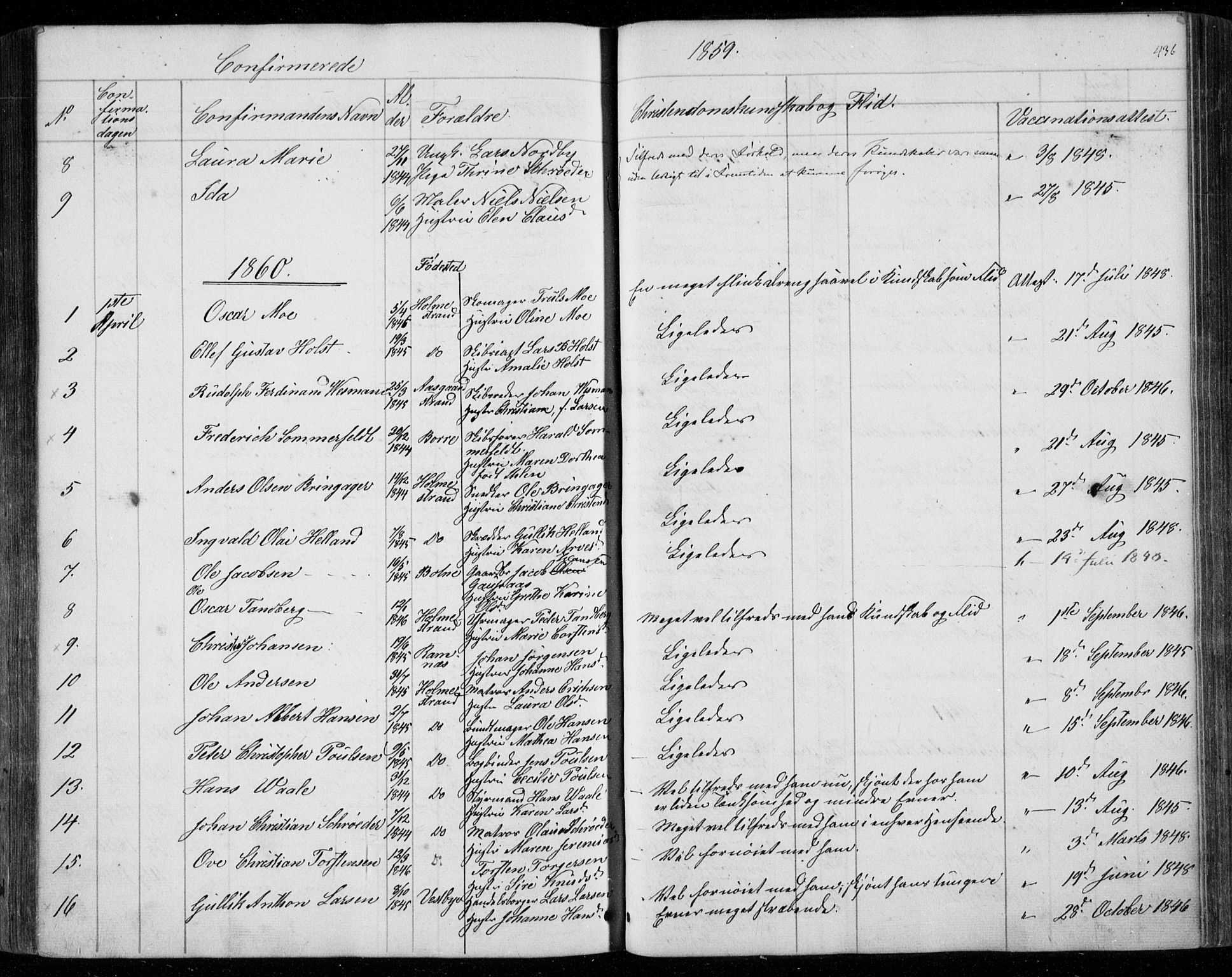 Holmestrand kirkebøker, AV/SAKO-A-346/F/Fa/L0002: Ministerialbok nr. 2, 1840-1866, s. 436