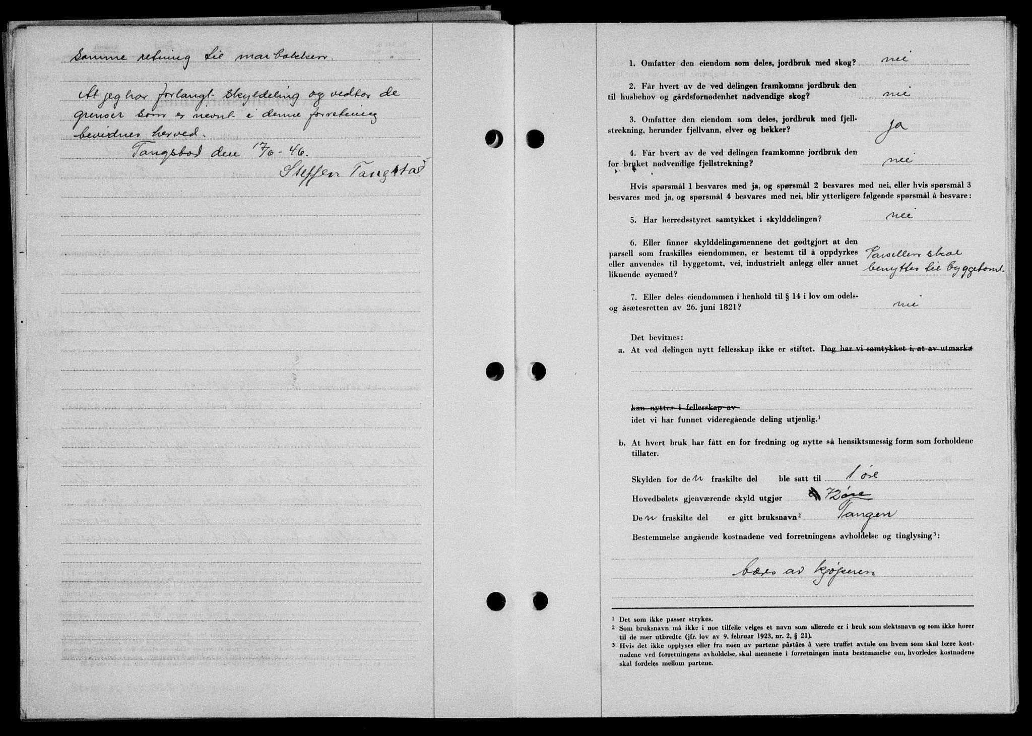 Lofoten sorenskriveri, SAT/A-0017/1/2/2C/L0014a: Pantebok nr. 14a, 1946-1946, Dagboknr: 734/1946