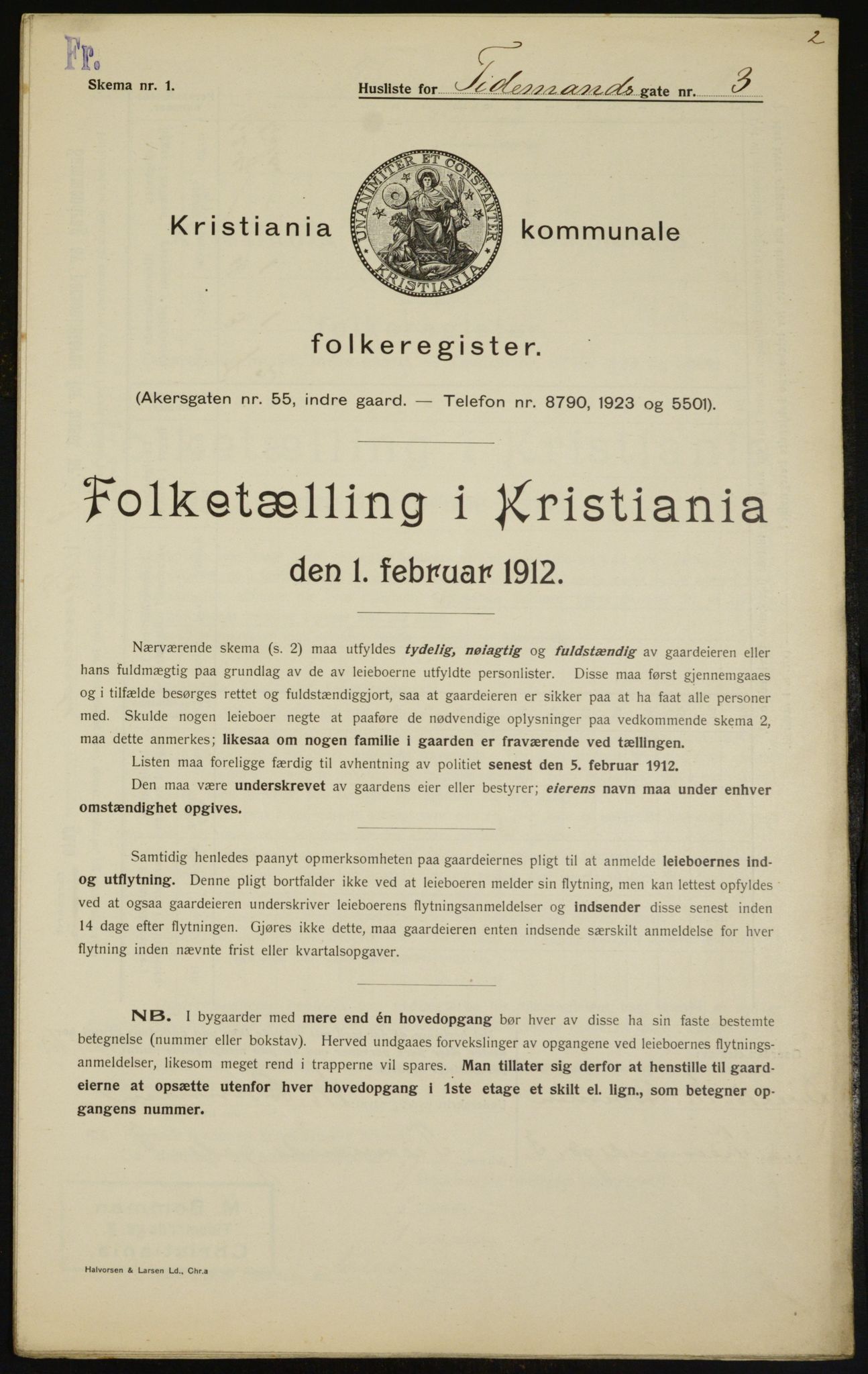 OBA, Kommunal folketelling 1.2.1912 for Kristiania, 1912, s. 111368