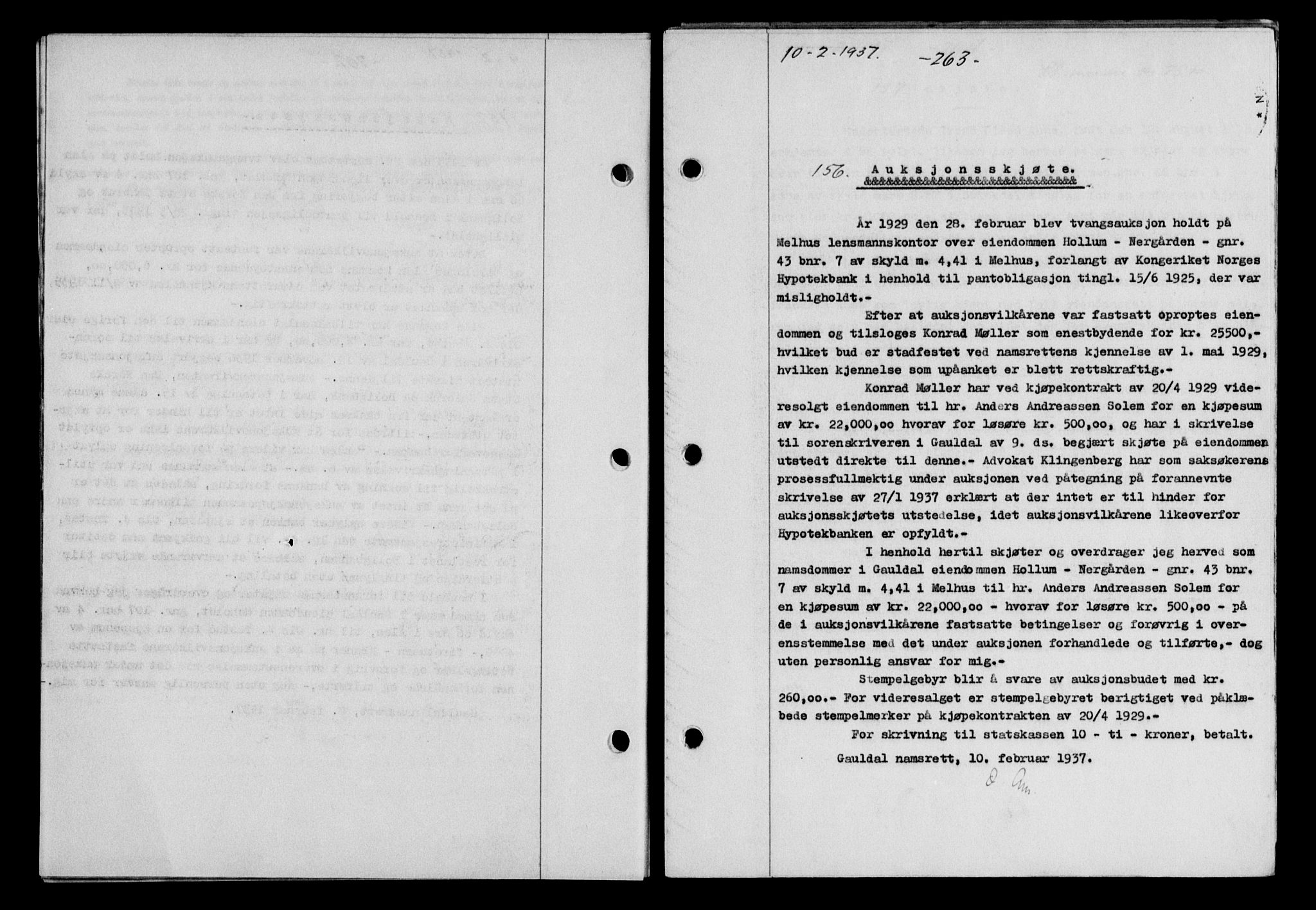 Gauldal sorenskriveri, SAT/A-0014/1/2/2C/L0046: Pantebok nr. 49-50, 1936-1937, Dagboknr: 156/1937
