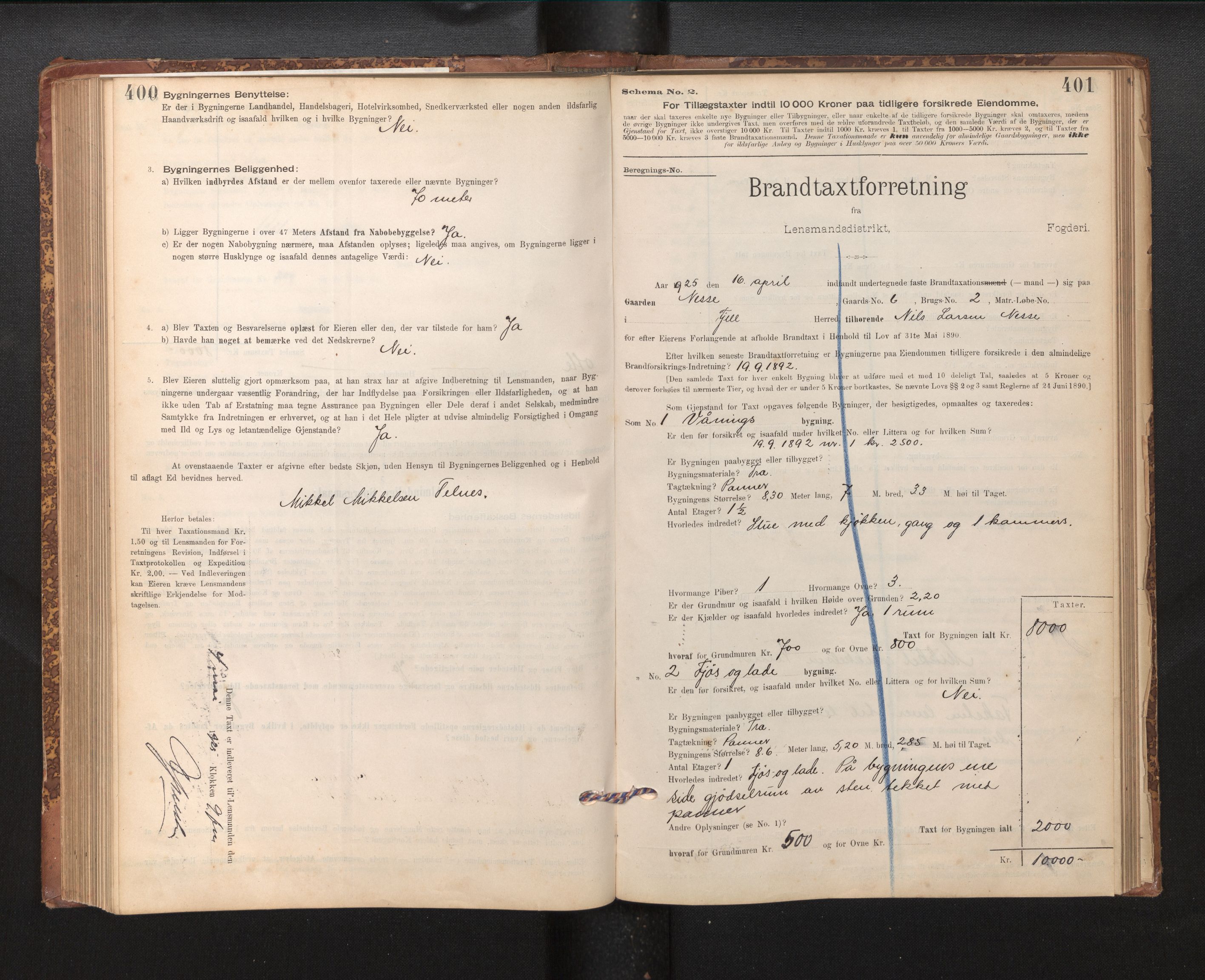 Lensmannen i Fjell, AV/SAB-A-32301/0012/L0005: Branntakstprotokoll, skjematakst, 1895-1931, s. 400-401