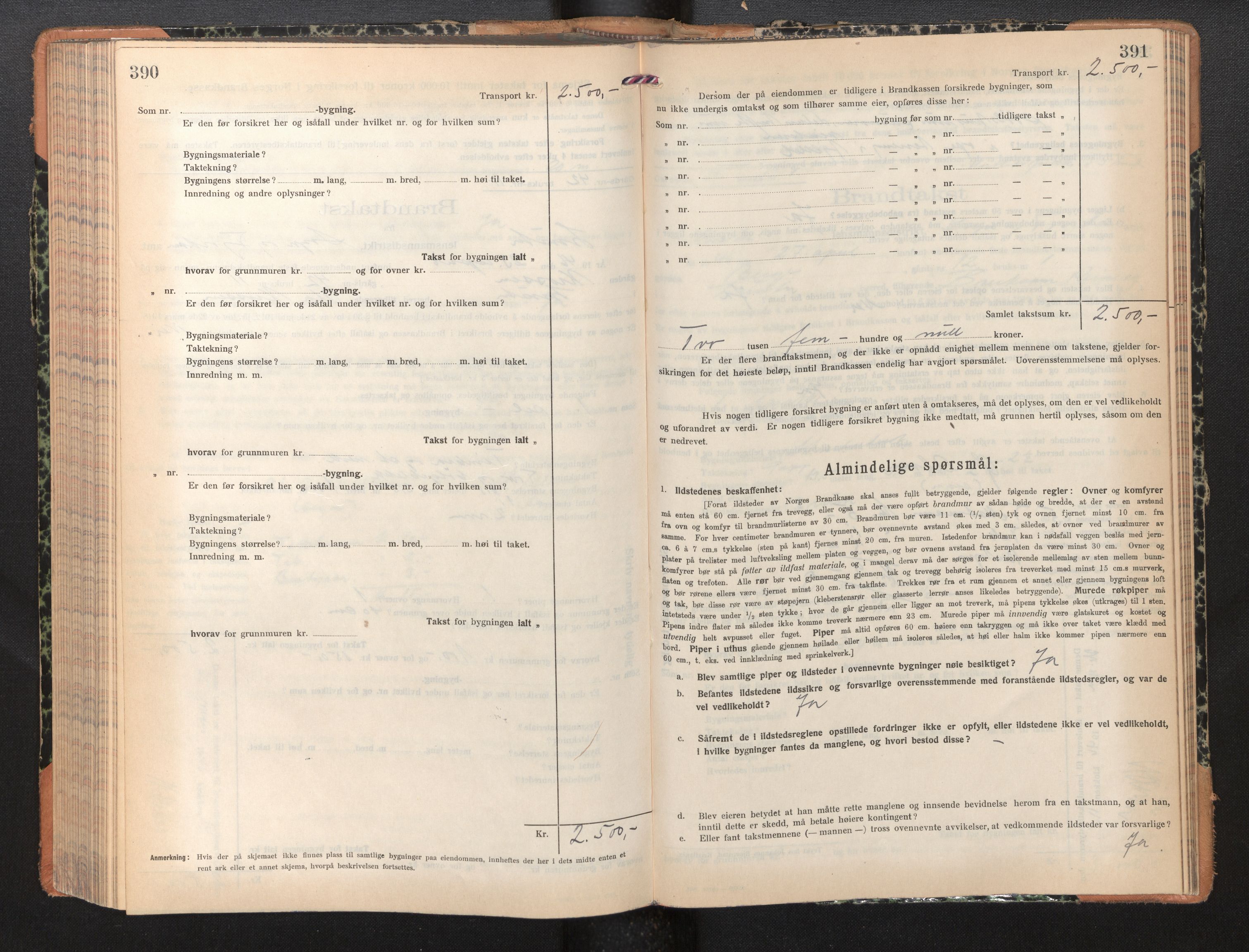 Lensmannen i Luster, AV/SAB-A-29301/0012/L0008: Branntakstprotokoll, skjematakst, 1935-1949, s. 390-391