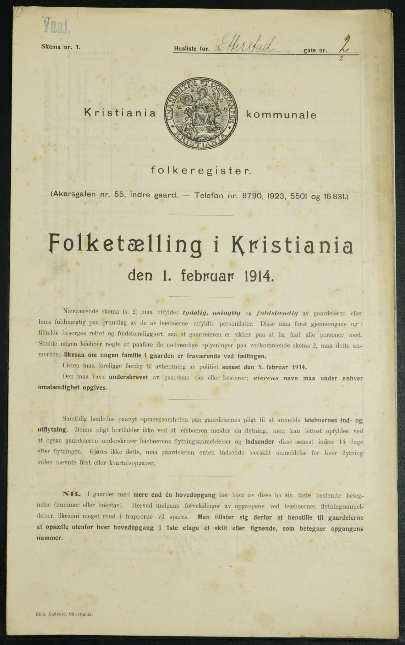 OBA, Kommunal folketelling 1.2.1914 for Kristiania, 1914, s. 22509