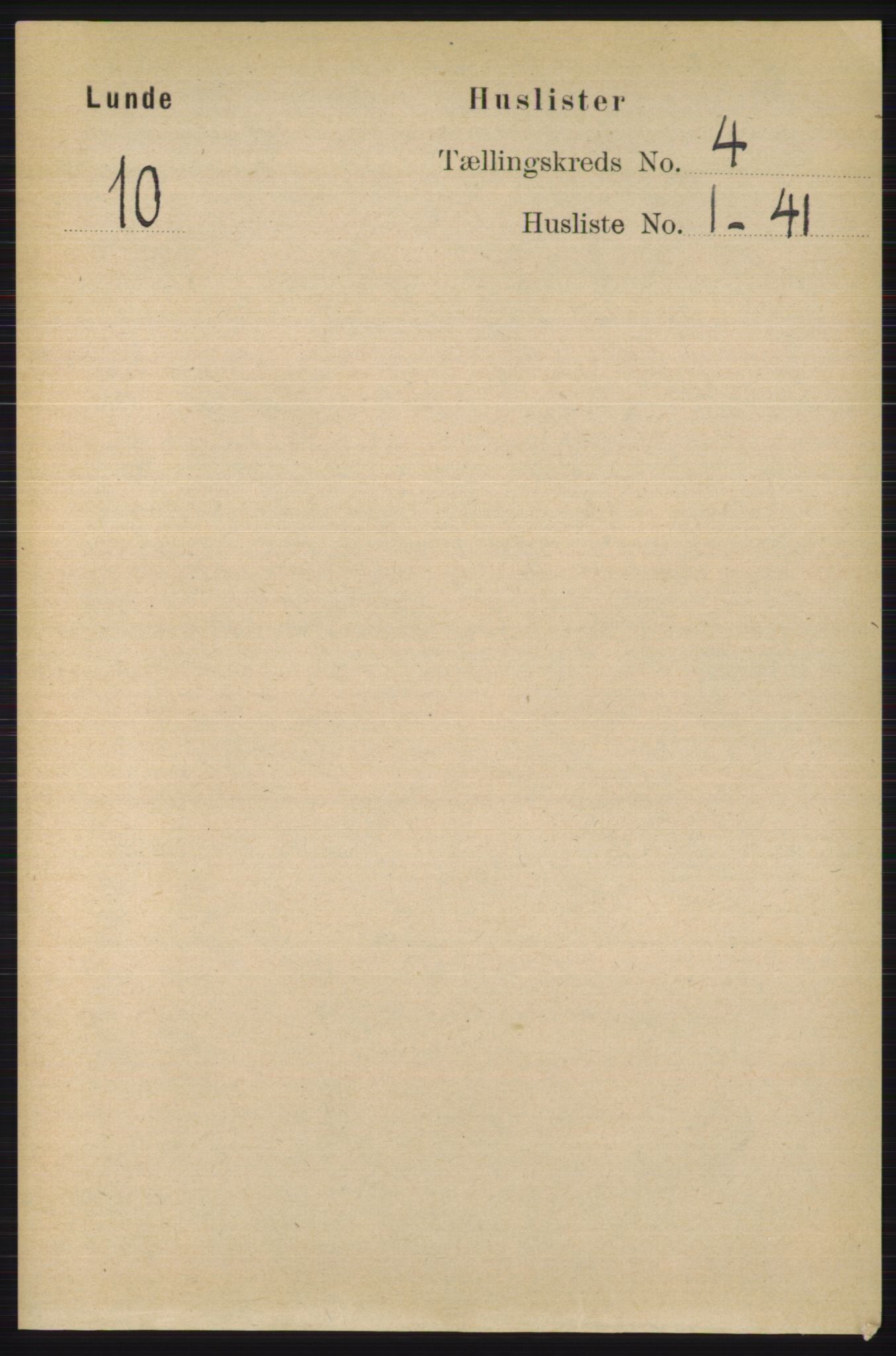 RA, Folketelling 1891 for 0820 Lunde herred, 1891, s. 1104