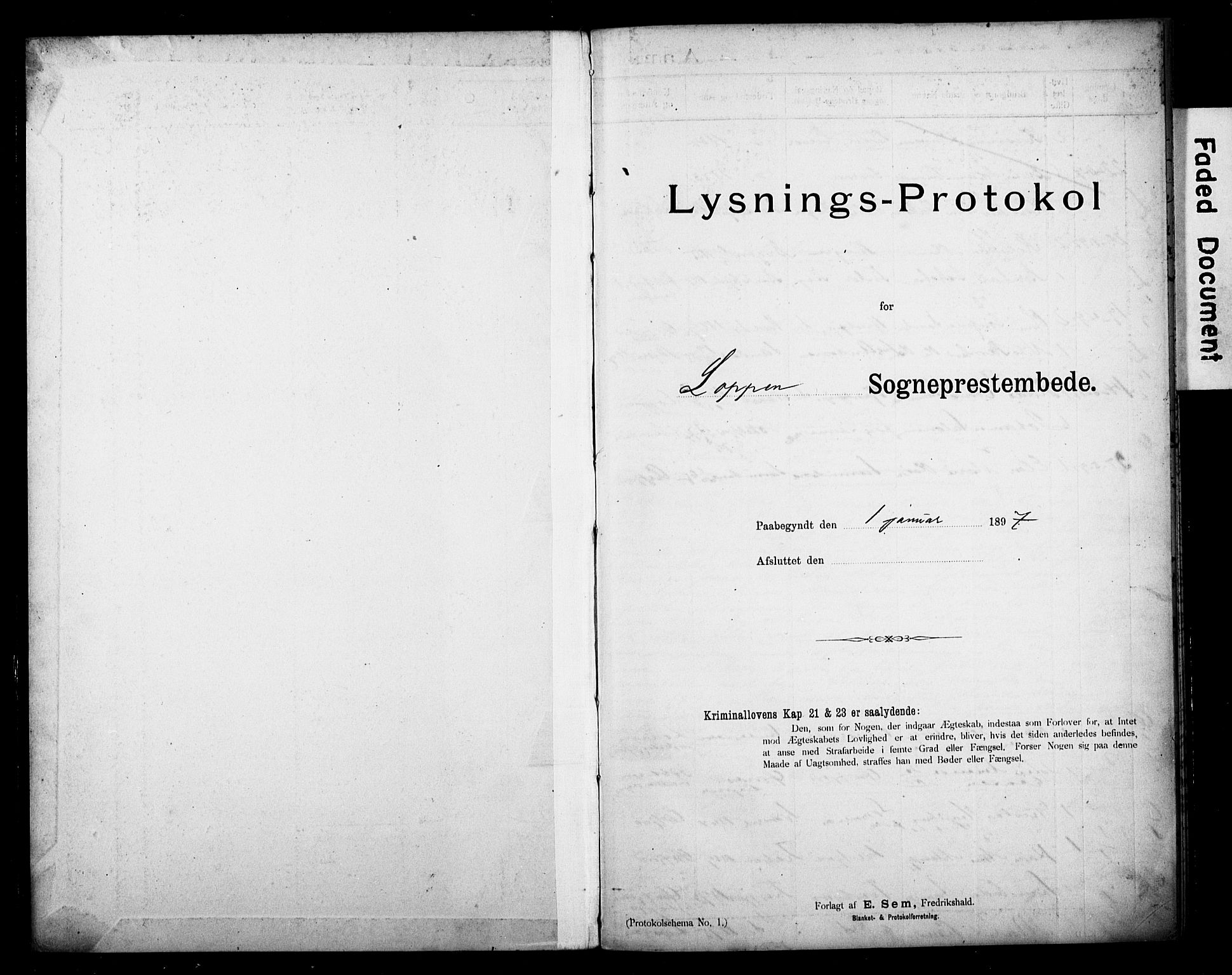 Loppa sokneprestkontor, SATØ/S-1339/I/Ib/L0047: Lysningsprotokoll nr. 47, 1897-1919