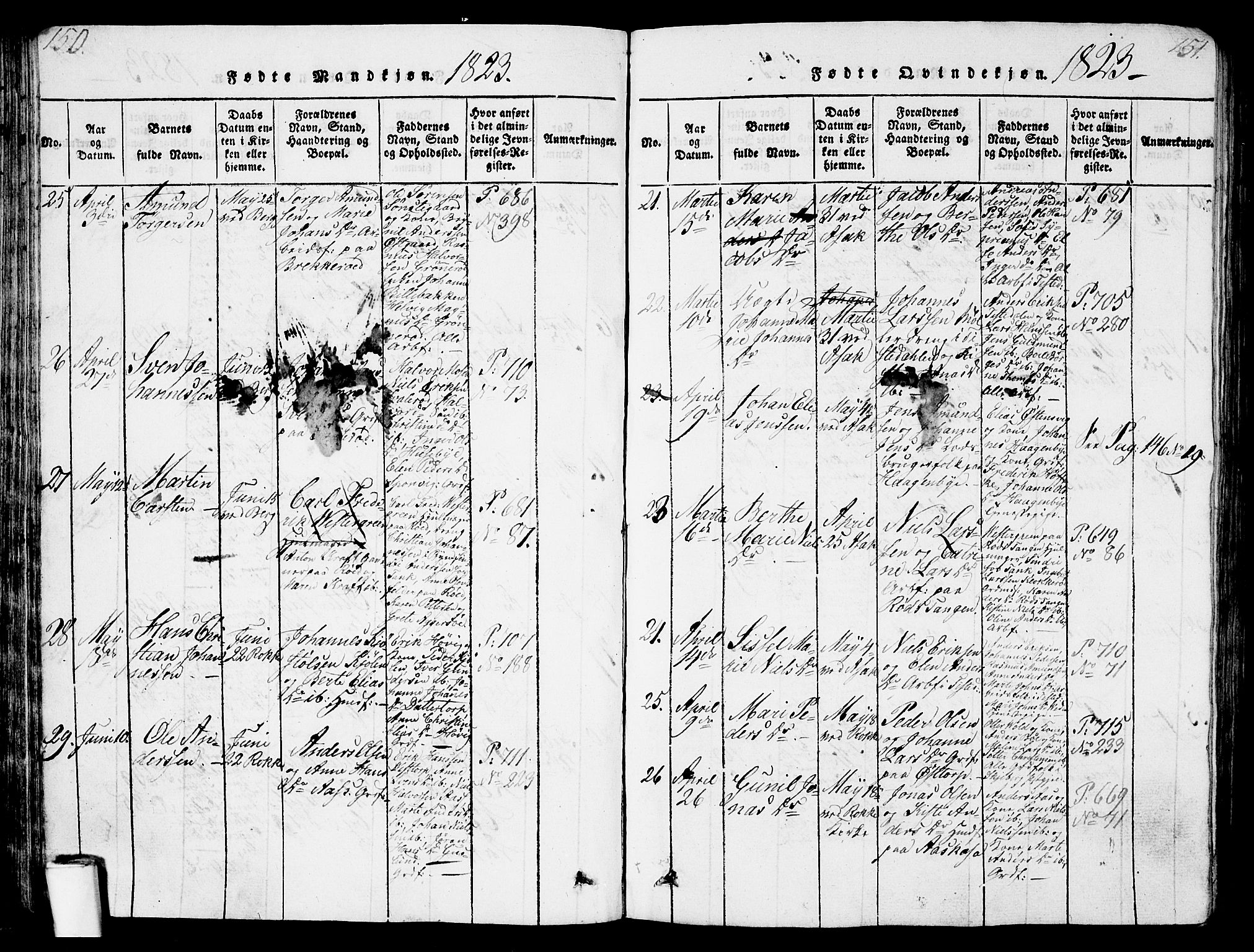 Berg prestekontor Kirkebøker, AV/SAO-A-10902/G/Ga/L0001: Klokkerbok nr. I 1, 1815-1832, s. 150-151