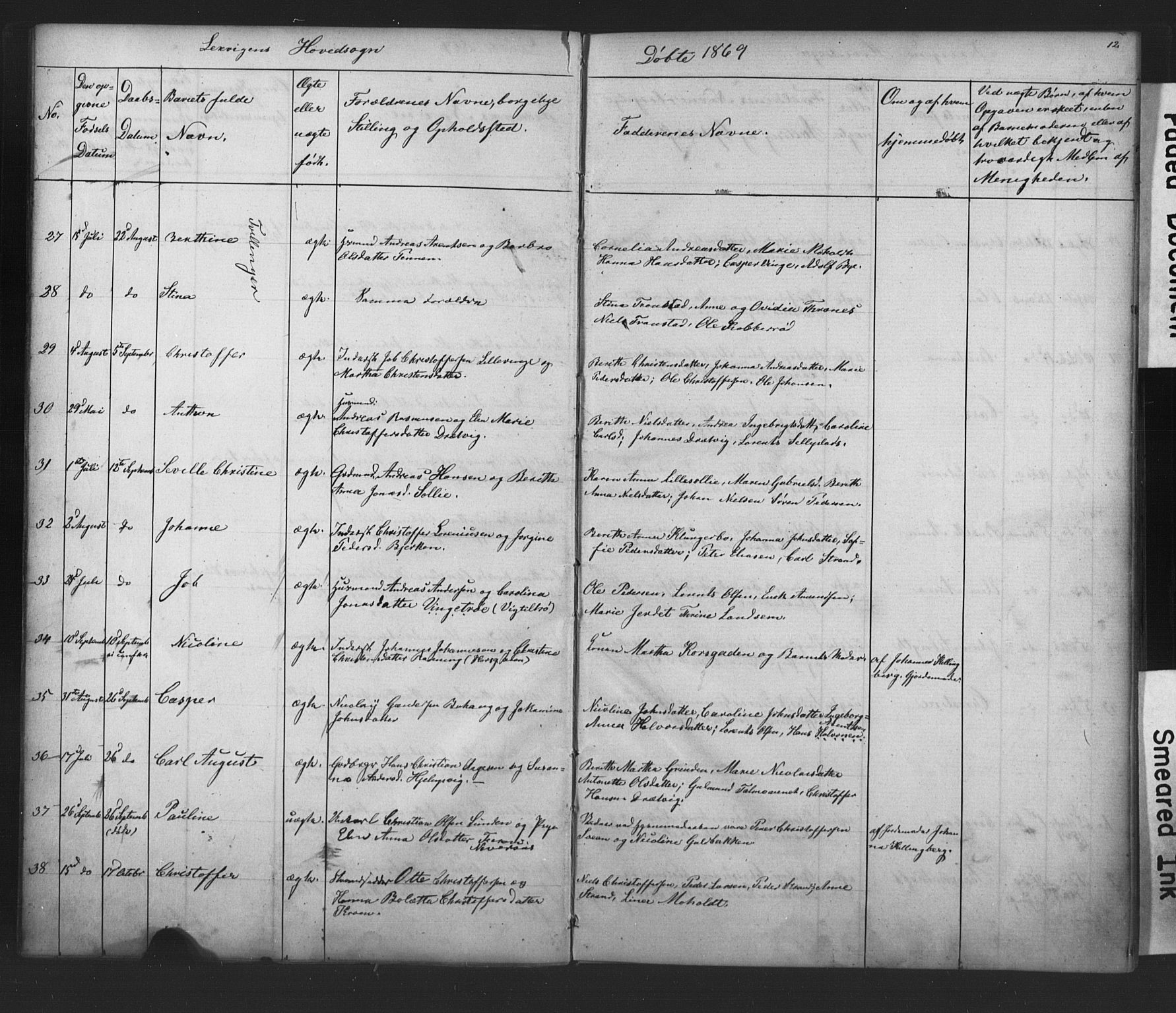 Ministerialprotokoller, klokkerbøker og fødselsregistre - Nord-Trøndelag, SAT/A-1458/701/L0018: Klokkerbok nr. 701C02, 1868-1872, s. 12