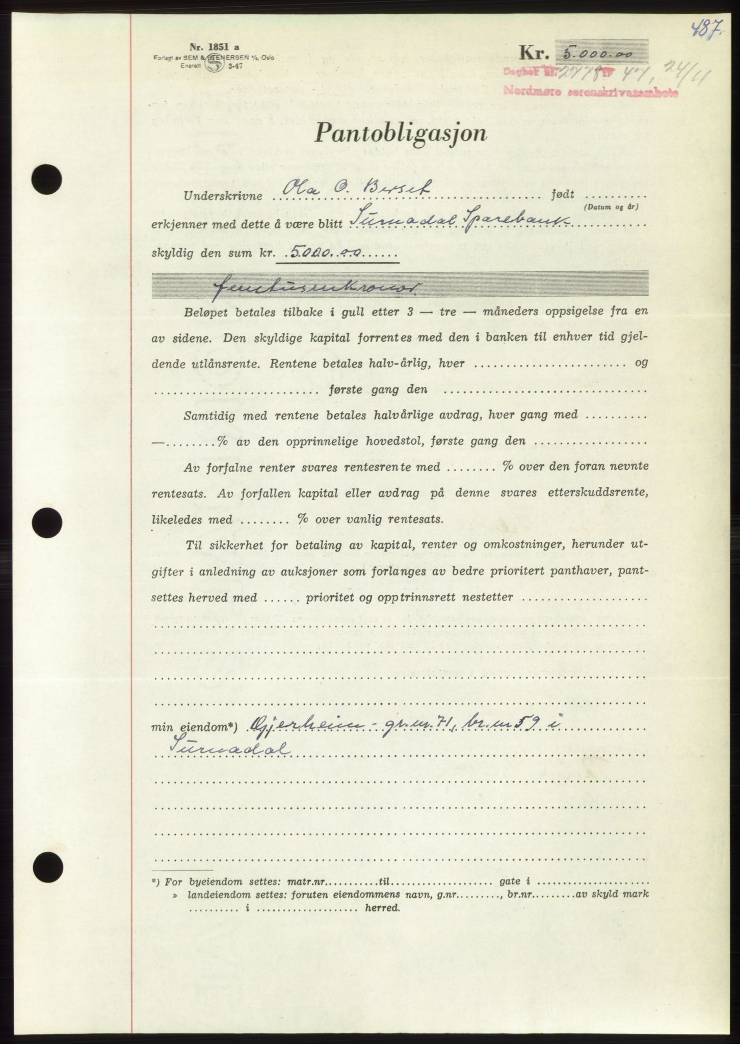 Nordmøre sorenskriveri, AV/SAT-A-4132/1/2/2Ca: Pantebok nr. B97, 1947-1948, Dagboknr: 2778/1947