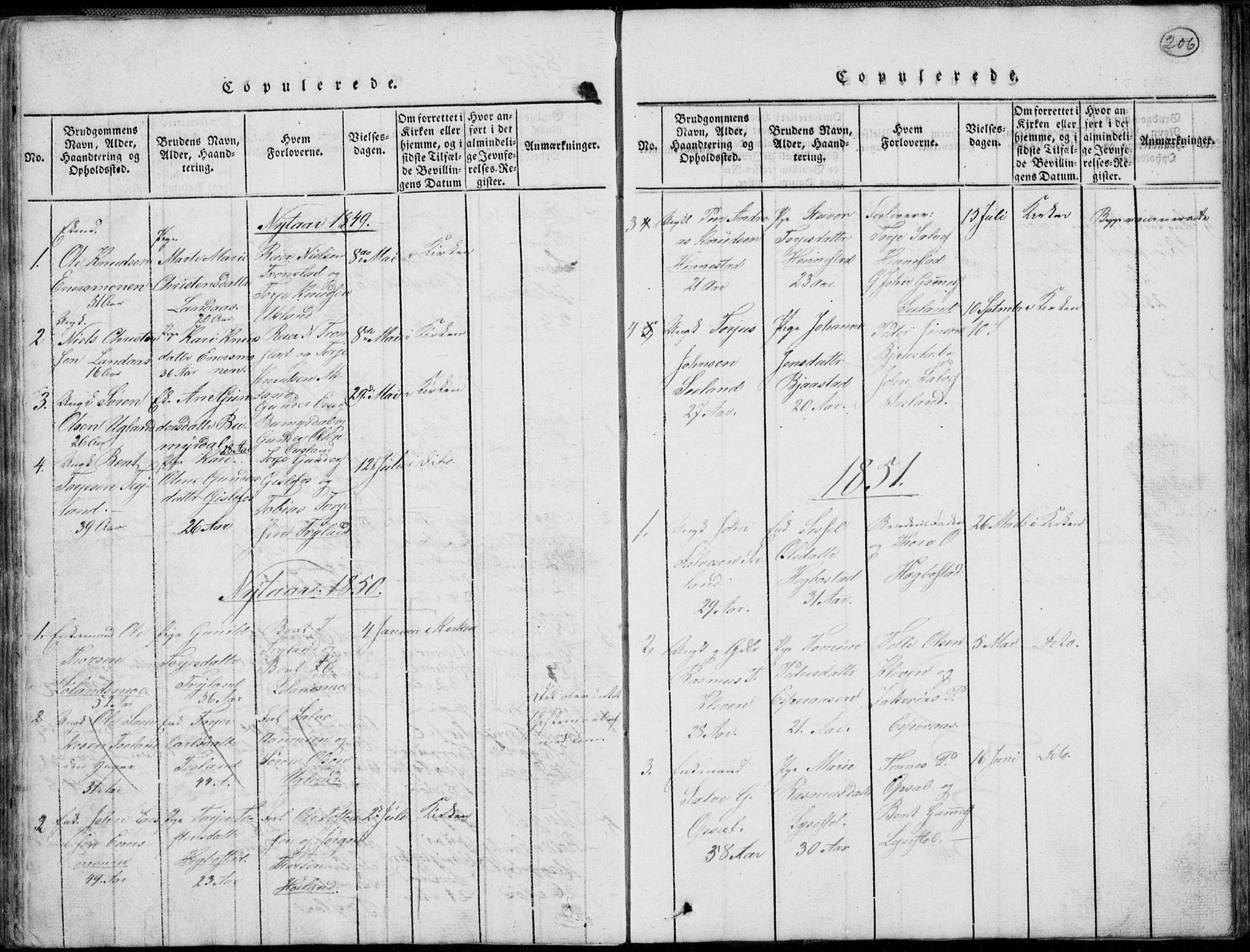 Nord-Audnedal sokneprestkontor, SAK/1111-0032/F/Fb/Fbb/L0001: Klokkerbok nr. B 1, 1816-1858, s. 206