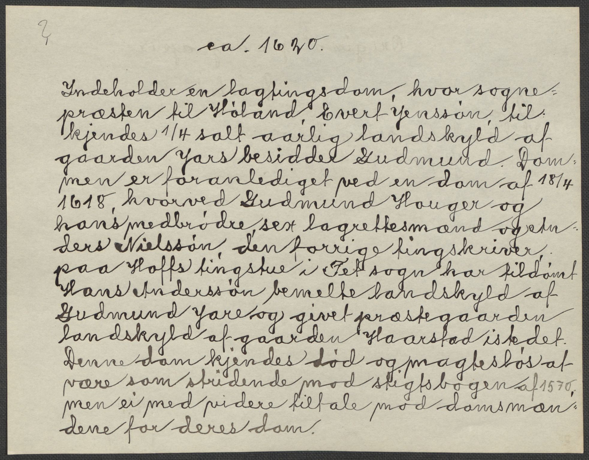 Riksarkivets diplomsamling, RA/EA-5965/F15/L0007: Prestearkiv - Akershus, 1573-1693, s. 214