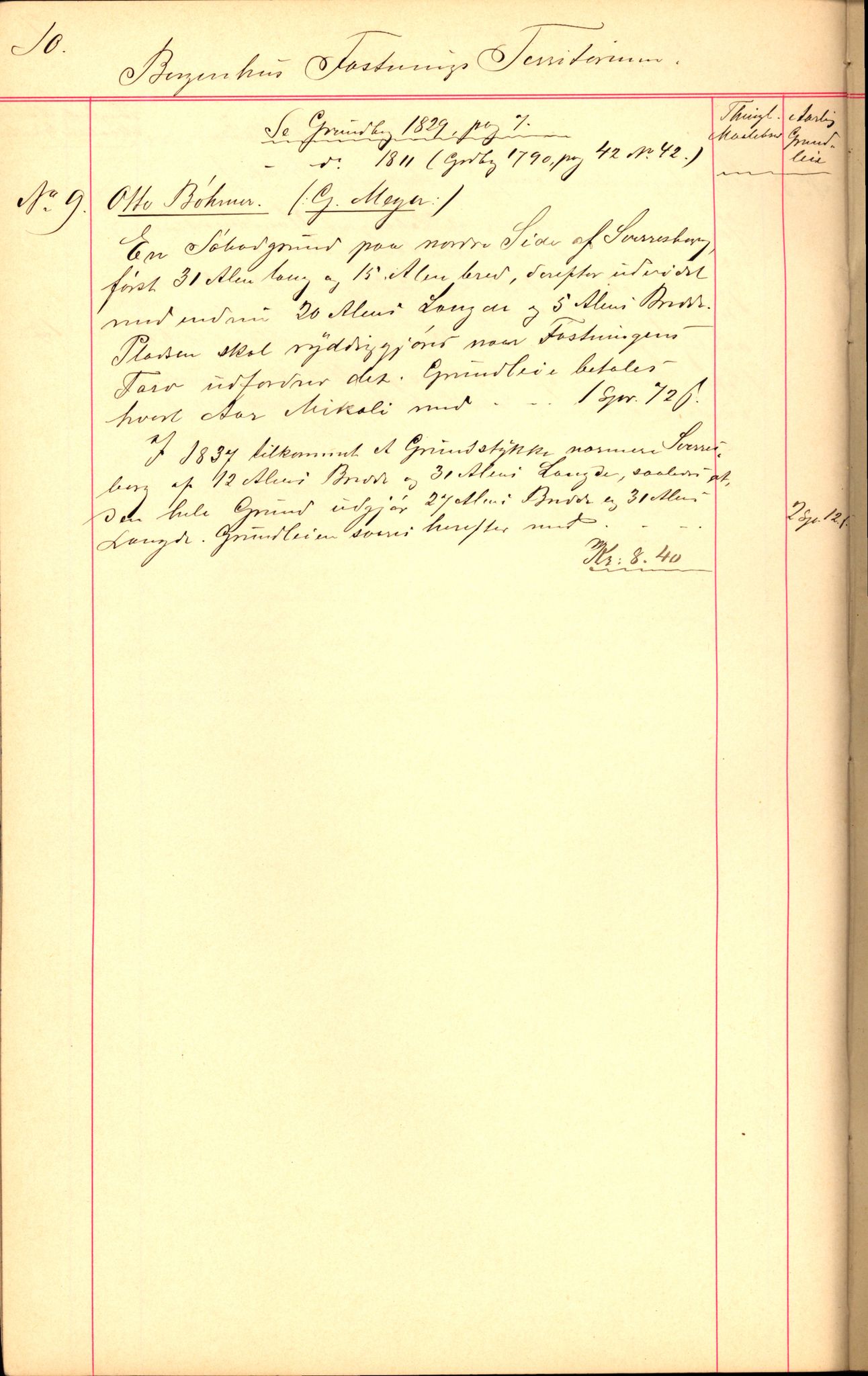Forsvaret, Ingeniørvåpenets bygningsavdeling, AV/RA-RAFA-1832/F/Fd/L0003/0006: -- / Protokoll over bortfestet grunn, 1894, s. 10