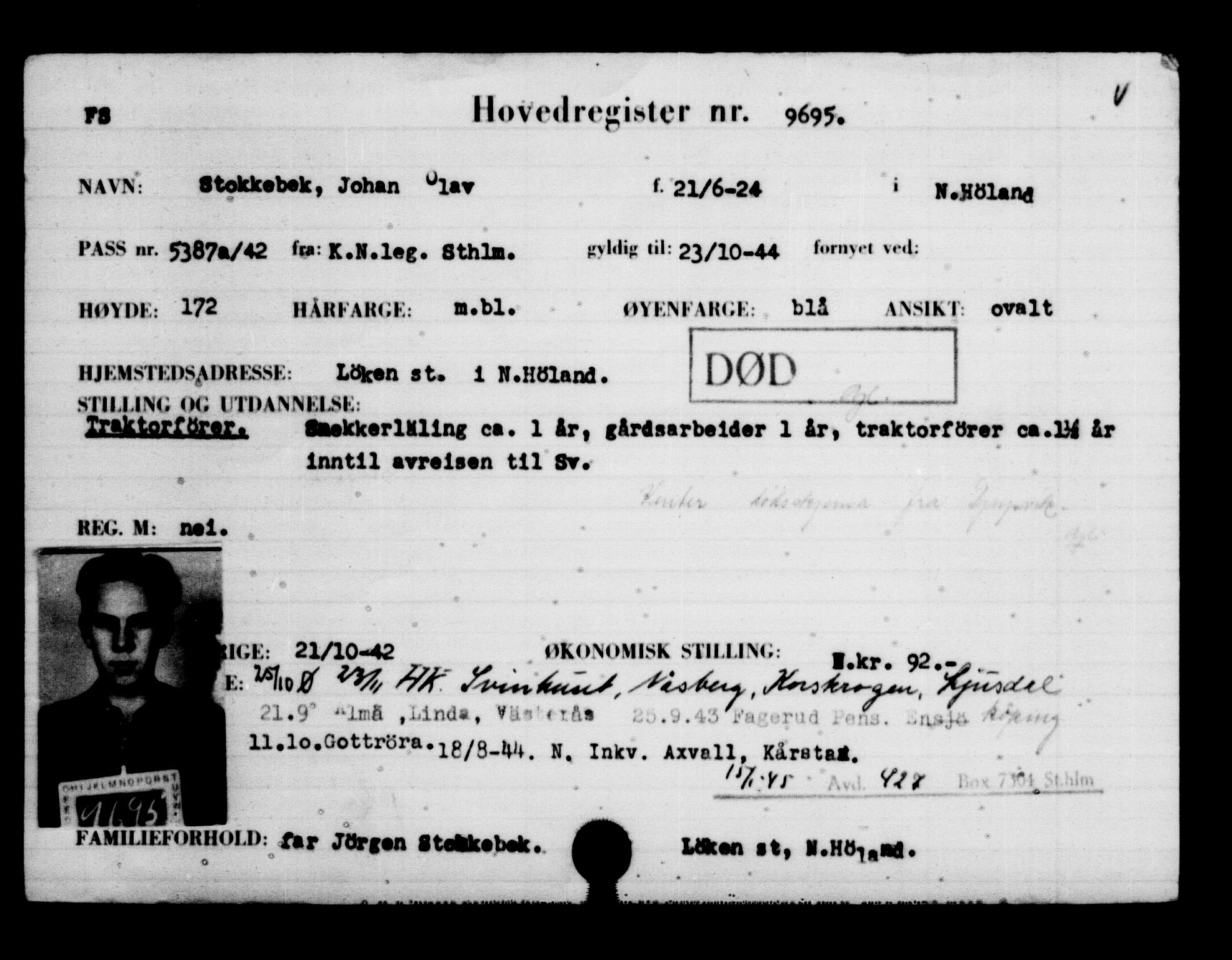 Utenriksstasjonene, Legasjonen i Stockholm, Flyktningkontoret, AV/RA-S-6753/V/Va/L0006: Kjesäterkartoteket, flyktninger med registreringsnr. 9400-12711, 1940-1945, s. 331
