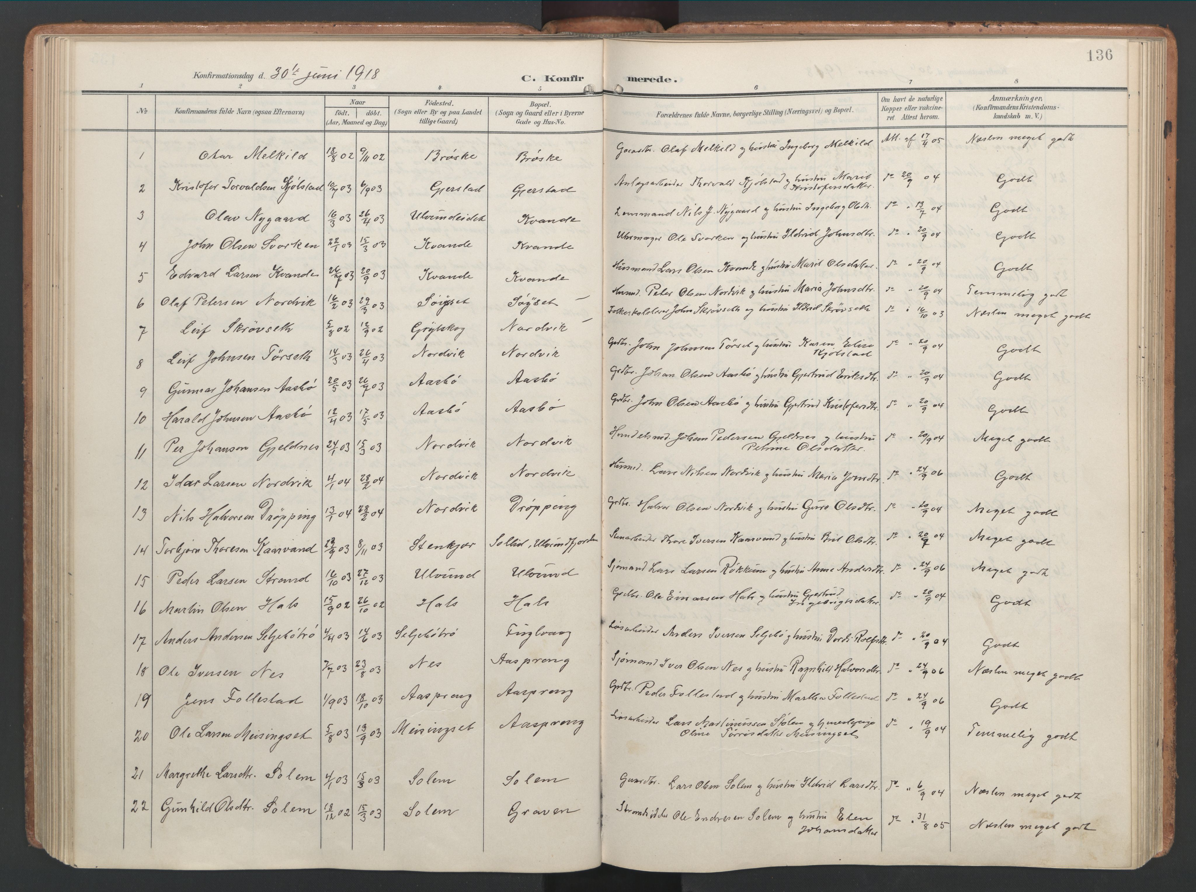 Ministerialprotokoller, klokkerbøker og fødselsregistre - Møre og Romsdal, AV/SAT-A-1454/592/L1030: Ministerialbok nr. 592A08, 1901-1925, s. 136