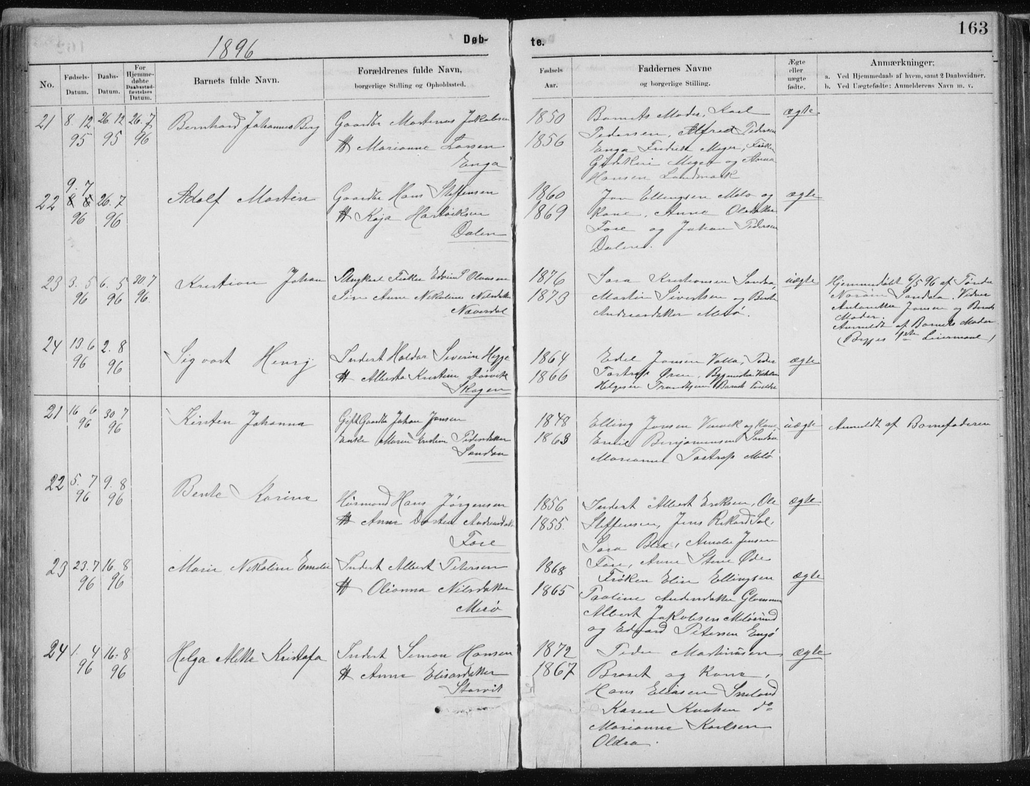 Ministerialprotokoller, klokkerbøker og fødselsregistre - Nordland, AV/SAT-A-1459/843/L0636: Klokkerbok nr. 843C05, 1884-1909, s. 163