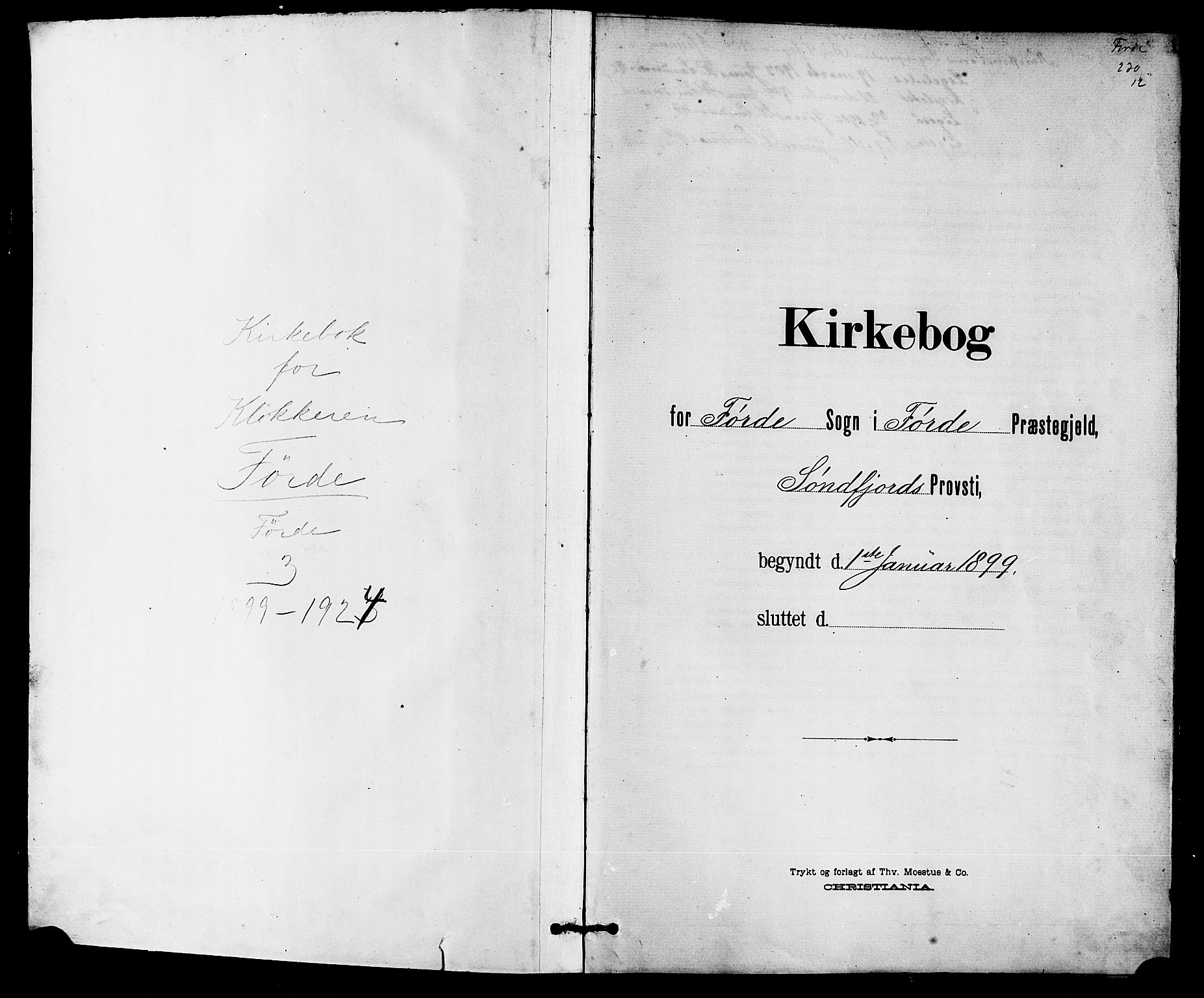 Førde sokneprestembete, AV/SAB-A-79901/H/Hab/Haba/L0003: Klokkerbok nr. A 3, 1899-1924