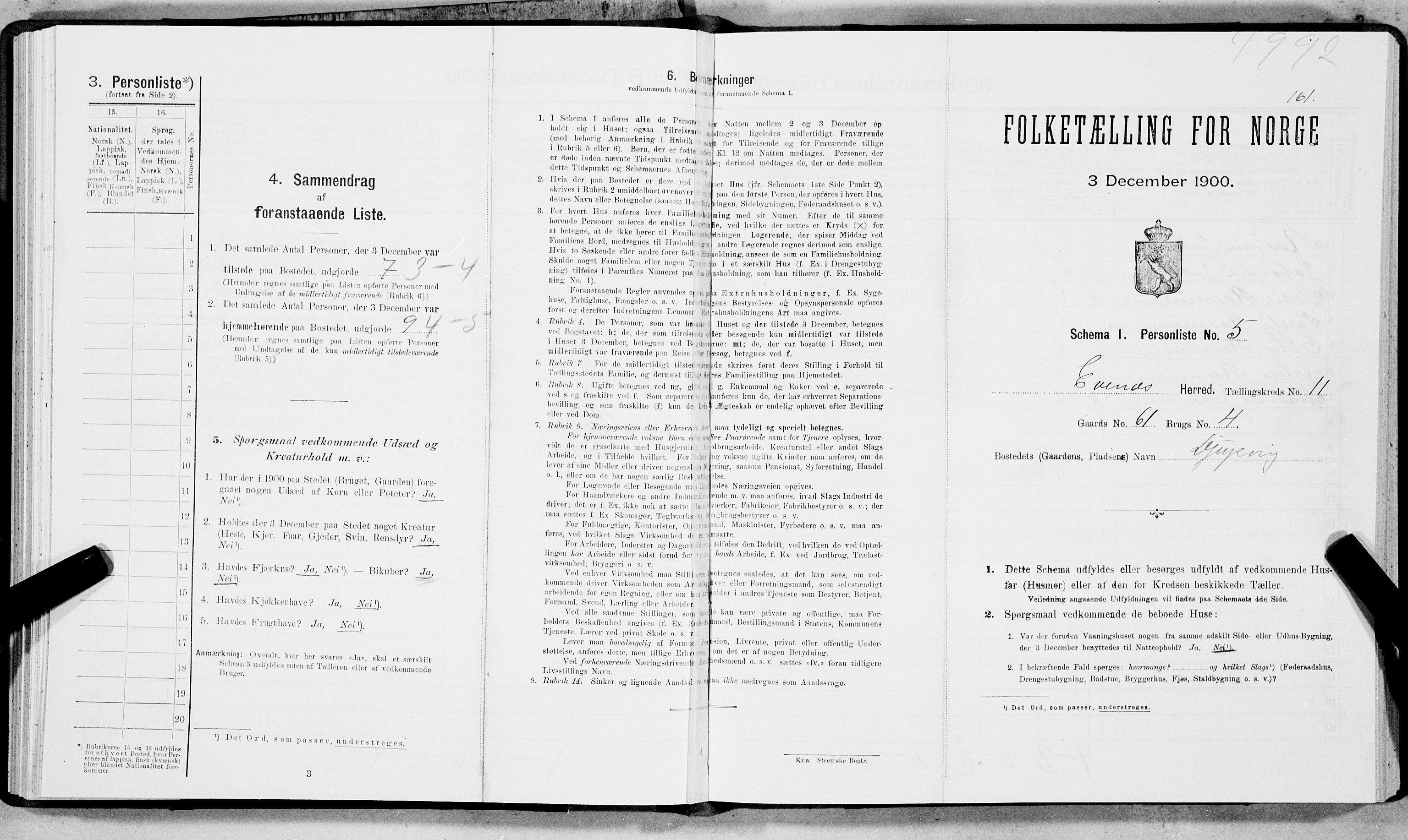 SAT, Folketelling 1900 for 1853 Evenes herred, 1900, s. 856