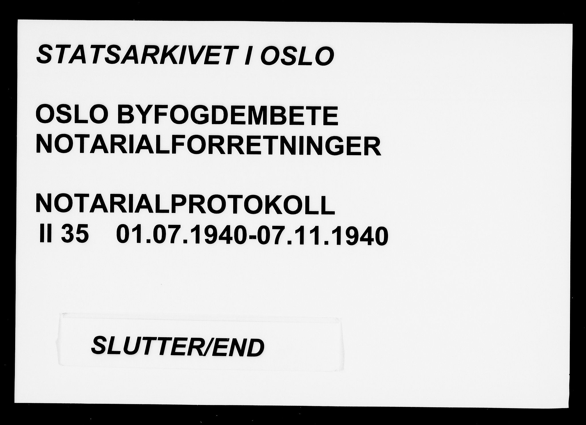 Oslo byfogd avd. I, SAO/A-10220/L/Lb/Lbb/L0035: Notarialprotokoll, rekke II: Vigsler, 1940
