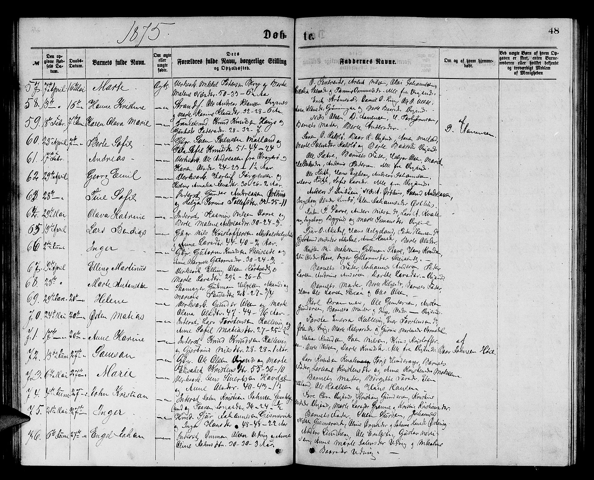 Avaldsnes sokneprestkontor, AV/SAST-A -101851/H/Ha/Hab/L0005: Klokkerbok nr. B 5, 1871-1885, s. 48