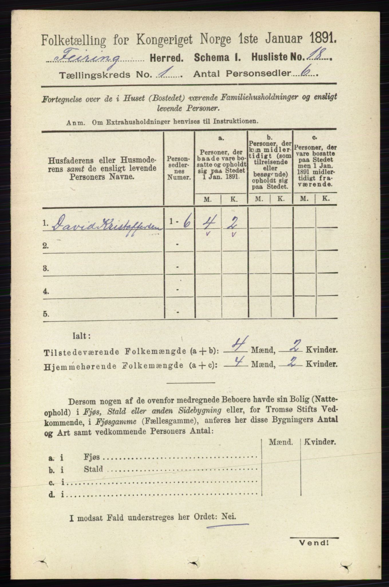 RA, Folketelling 1891 for 0240 Feiring herred, 1891, s. 28
