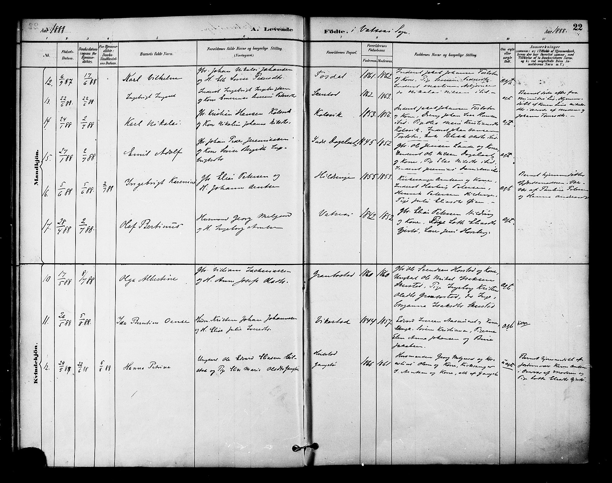 Ministerialprotokoller, klokkerbøker og fødselsregistre - Nordland, AV/SAT-A-1459/810/L0150: Ministerialbok nr. 810A10 /1, 1884-1895, s. 22