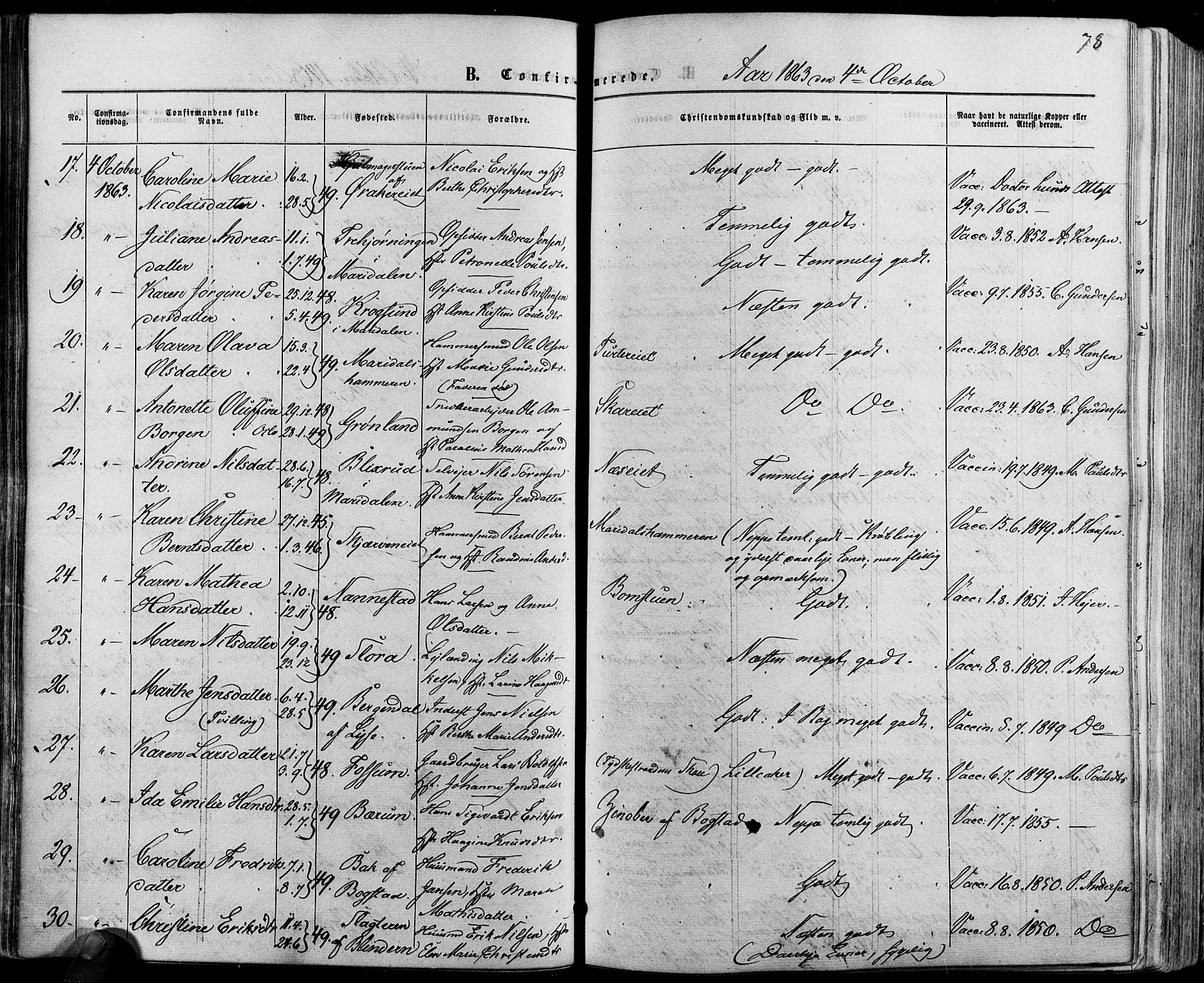 Vestre Aker prestekontor Kirkebøker, AV/SAO-A-10025/F/Fa/L0005: Ministerialbok nr. 5, 1859-1877, s. 78