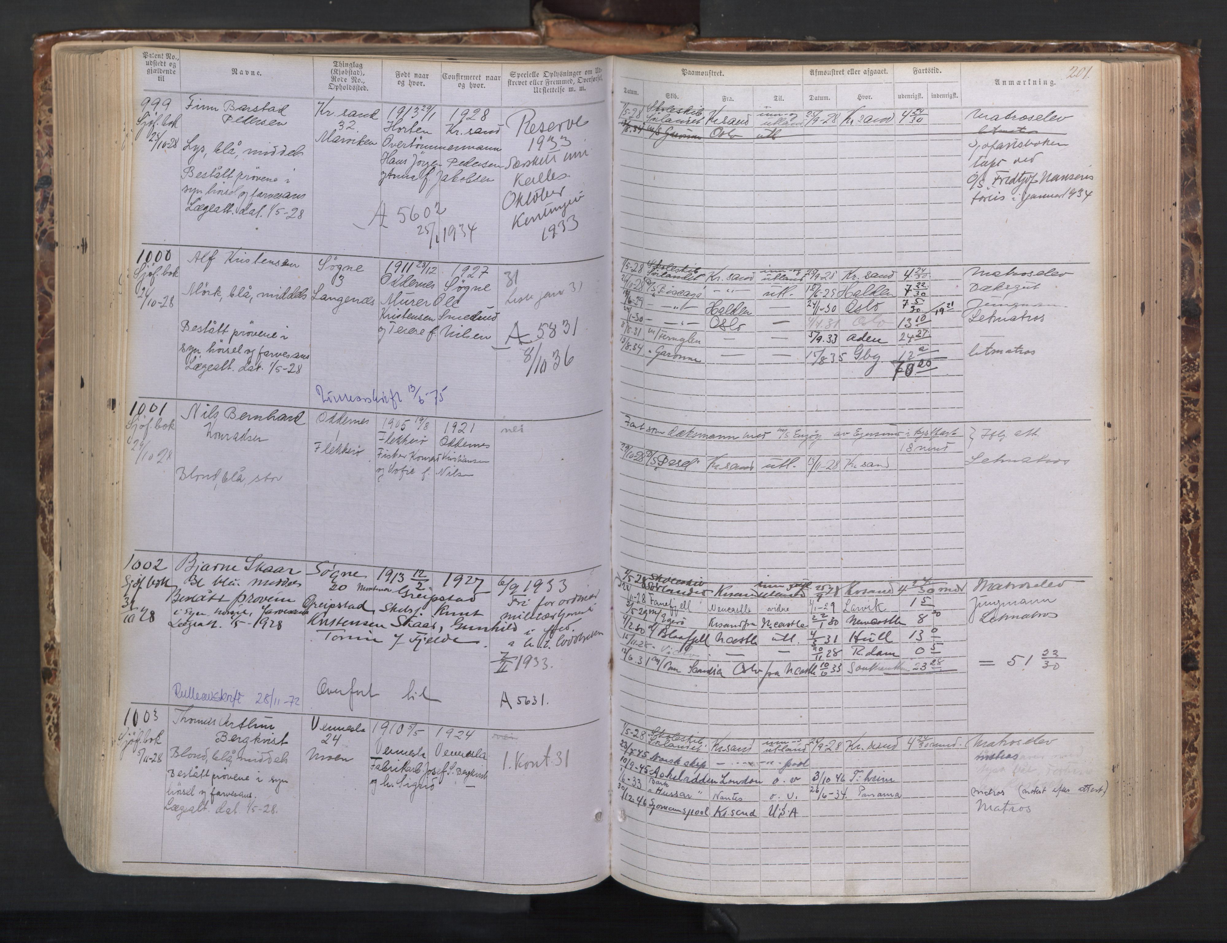 Kristiansand mønstringskrets, AV/SAK-2031-0015/F/Fa/L0008: Annotasjonsrulle nr 1-1330 med register, I-6, 1915-1948, s. 227