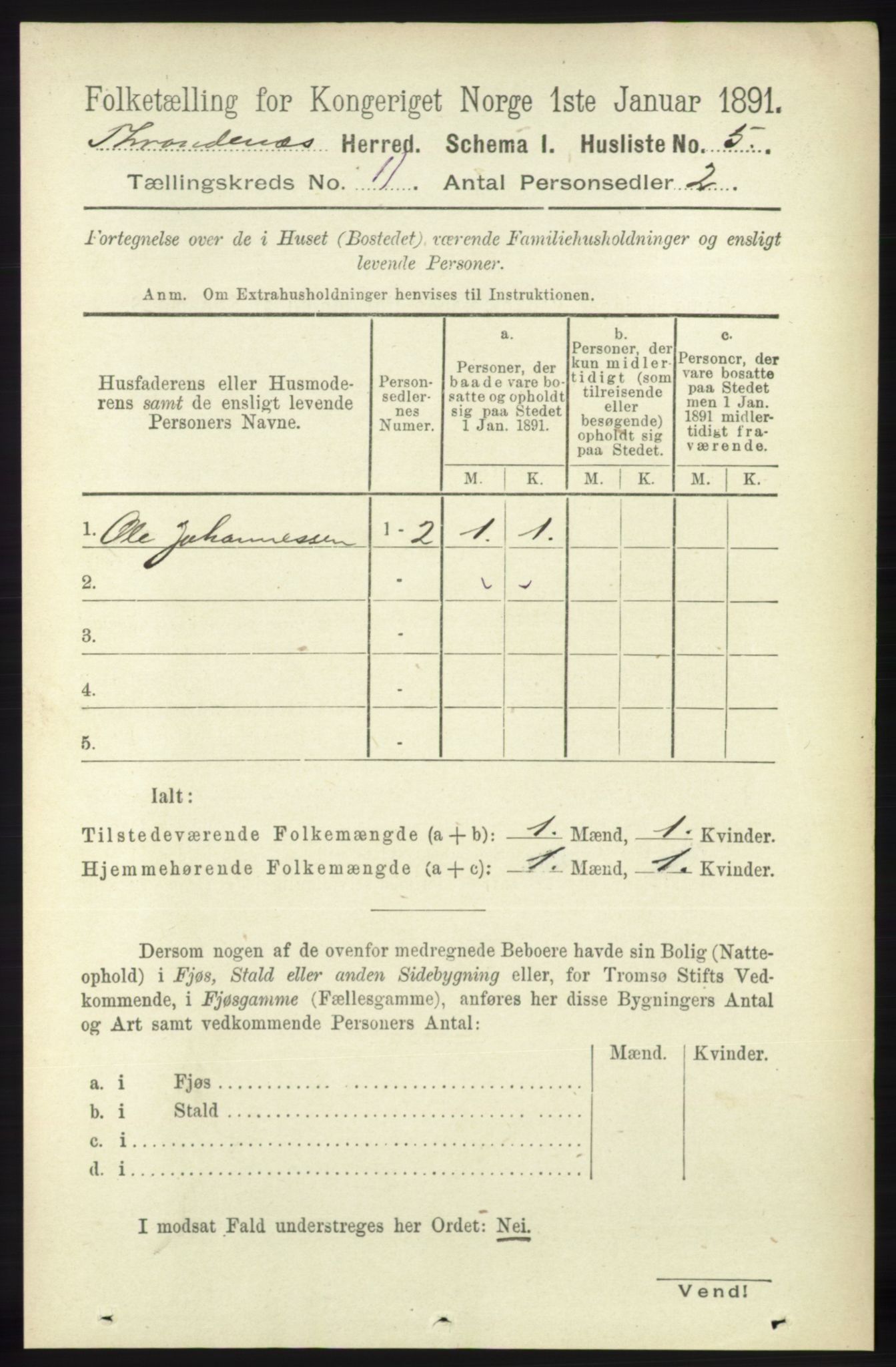 RA, Folketelling 1891 for 1914 Trondenes herred, 1891, s. 7927