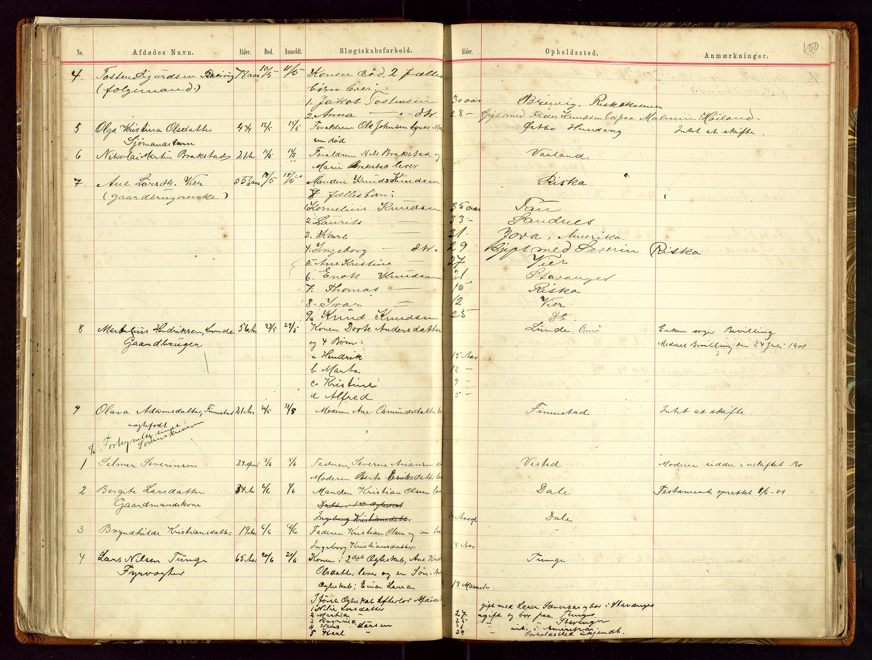 Hetland lensmannskontor, AV/SAST-A-100101/Gga/L0001: Dødsfallprotokoll, 1883-1910, s. 100