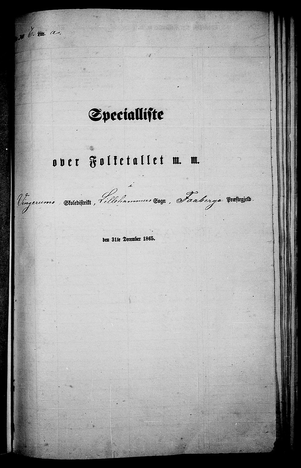 RA, Folketelling 1865 for 0524L Fåberg prestegjeld, Fåberg sokn og Lillehammer landsokn, 1865, s. 157
