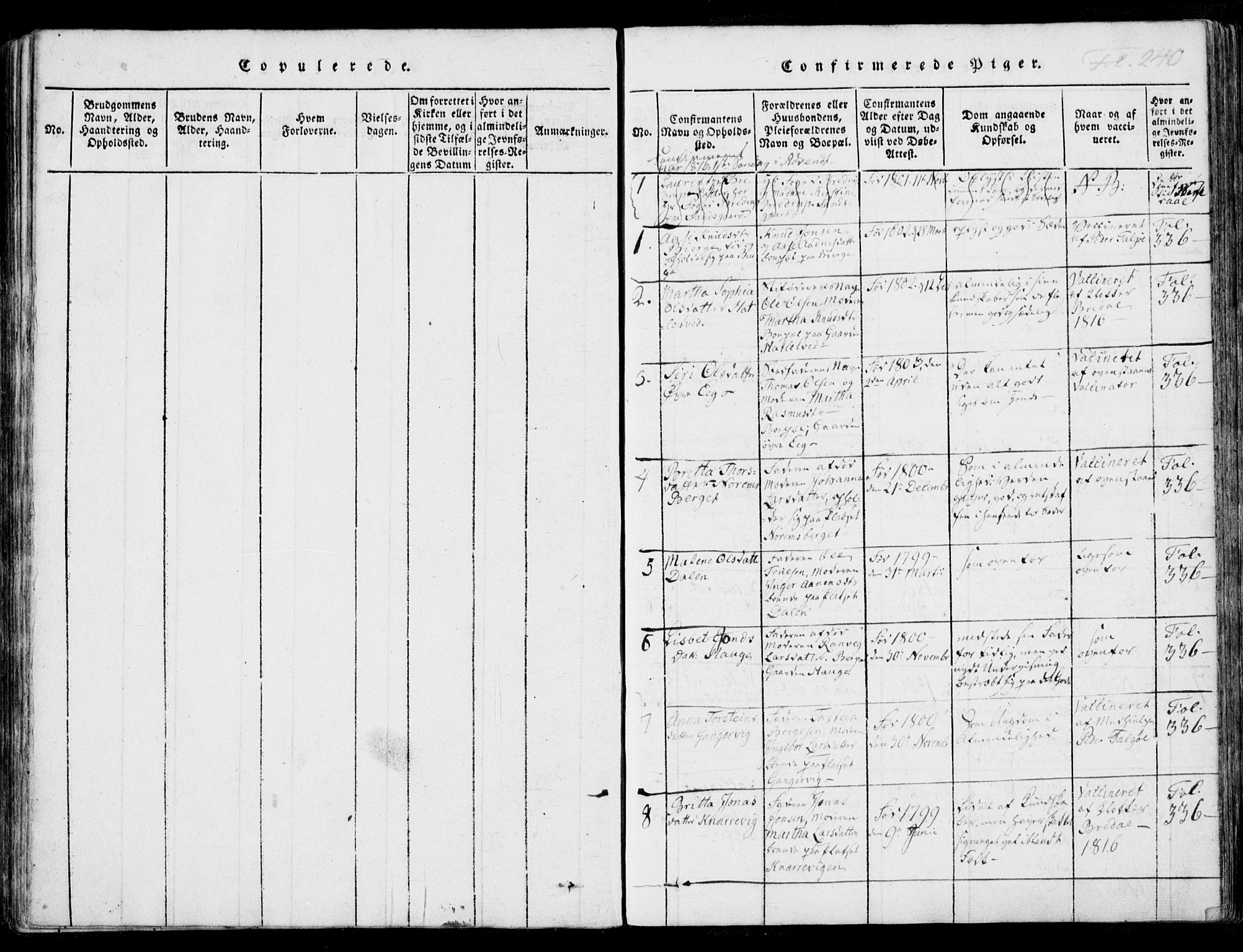 Nedstrand sokneprestkontor, SAST/A-101841/01/IV: Ministerialbok nr. A 7, 1816-1870, s. 240
