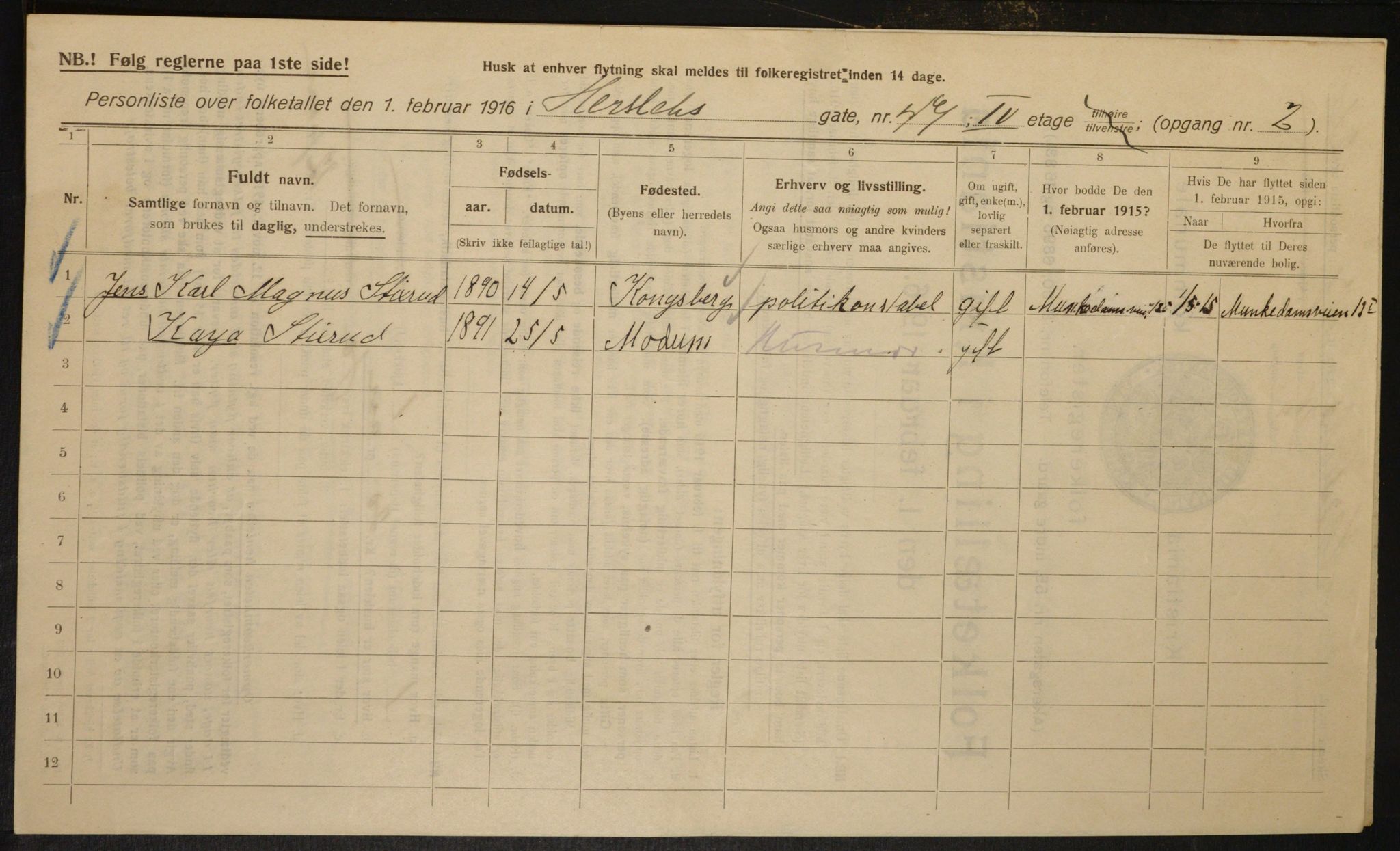 OBA, Kommunal folketelling 1.2.1916 for Kristiania, 1916, s. 40464