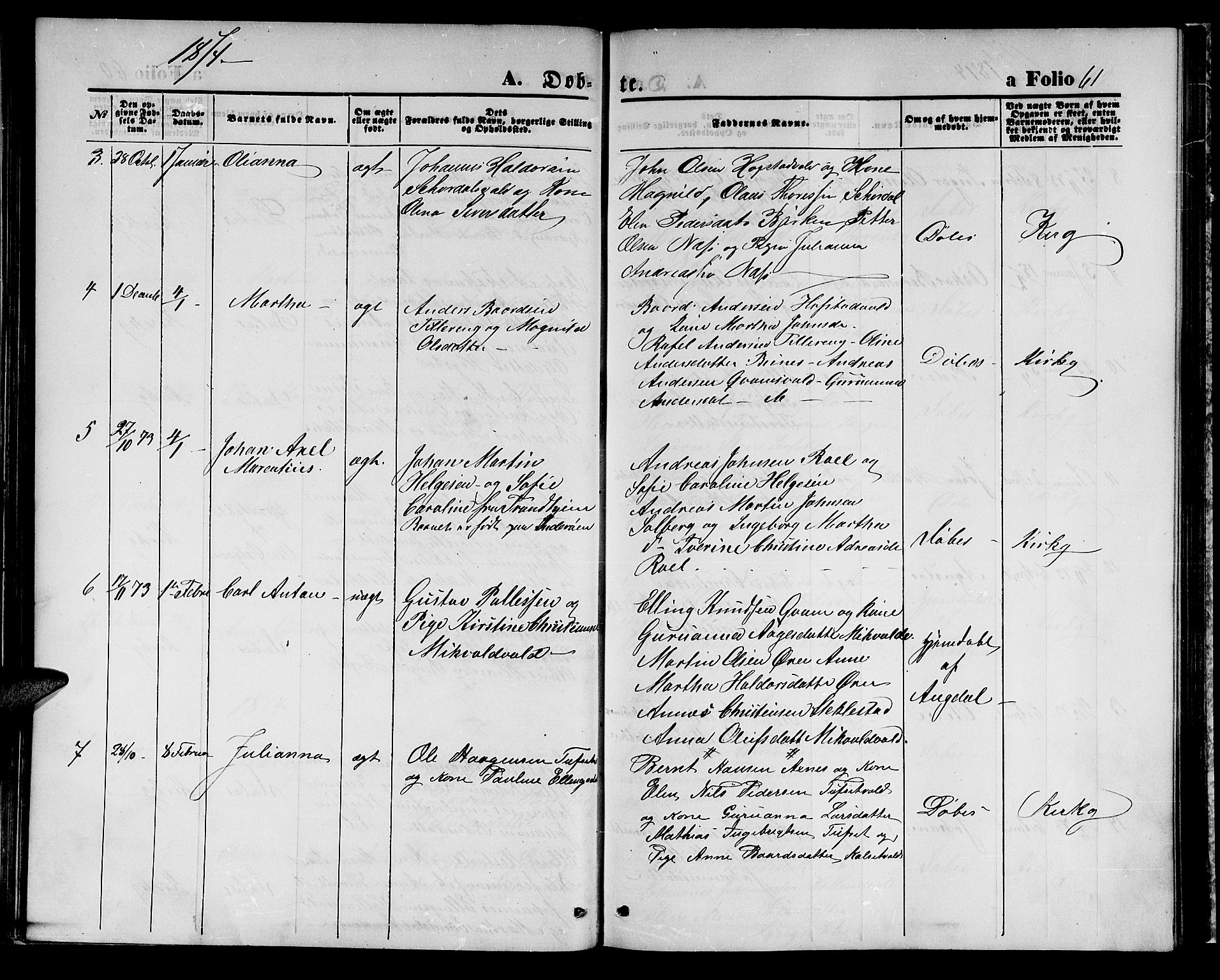 Ministerialprotokoller, klokkerbøker og fødselsregistre - Nord-Trøndelag, SAT/A-1458/723/L0255: Klokkerbok nr. 723C03, 1869-1879, s. 61