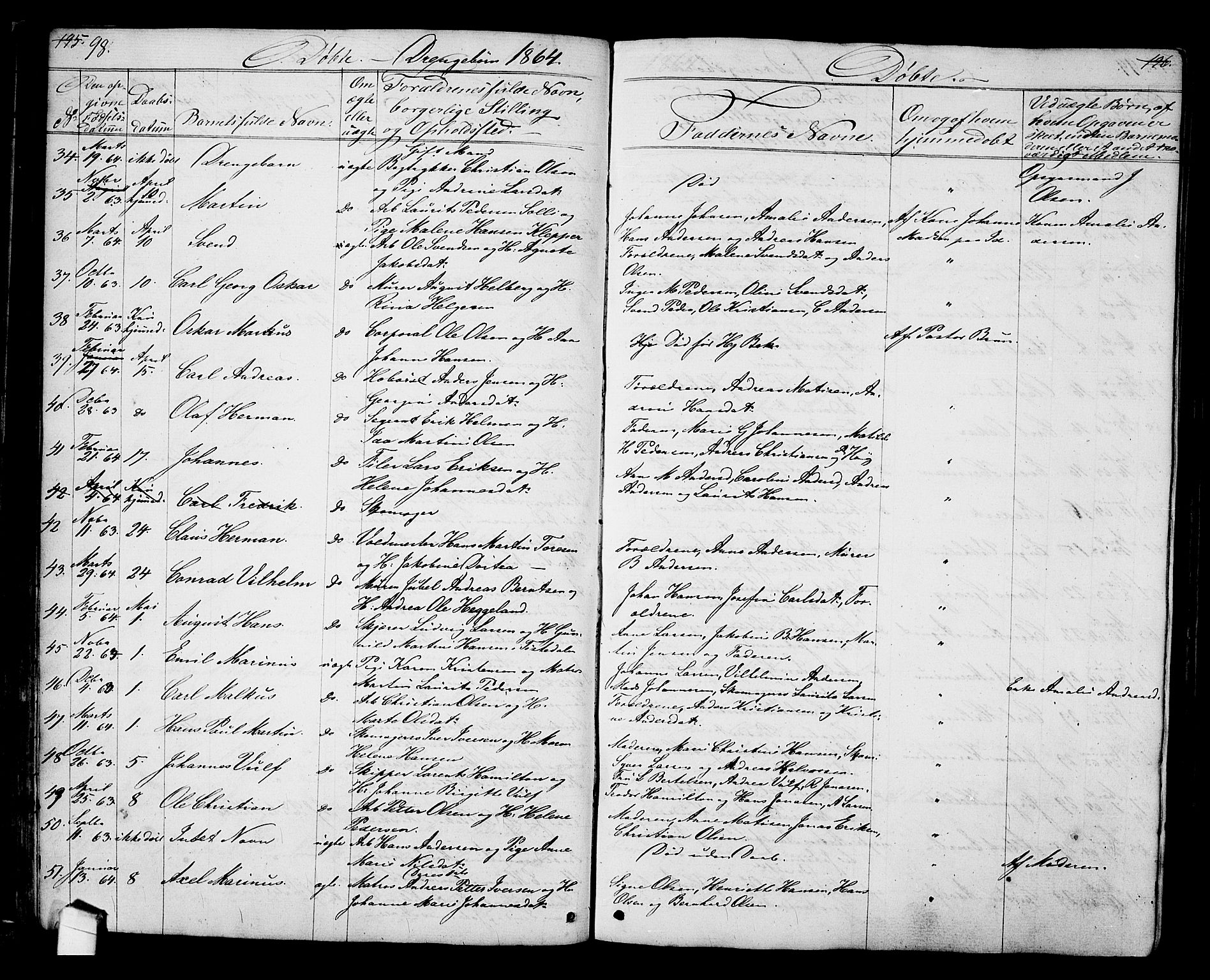 Halden prestekontor Kirkebøker, AV/SAO-A-10909/G/Ga/L0005a: Klokkerbok nr. 5A, 1855-1864, s. 98