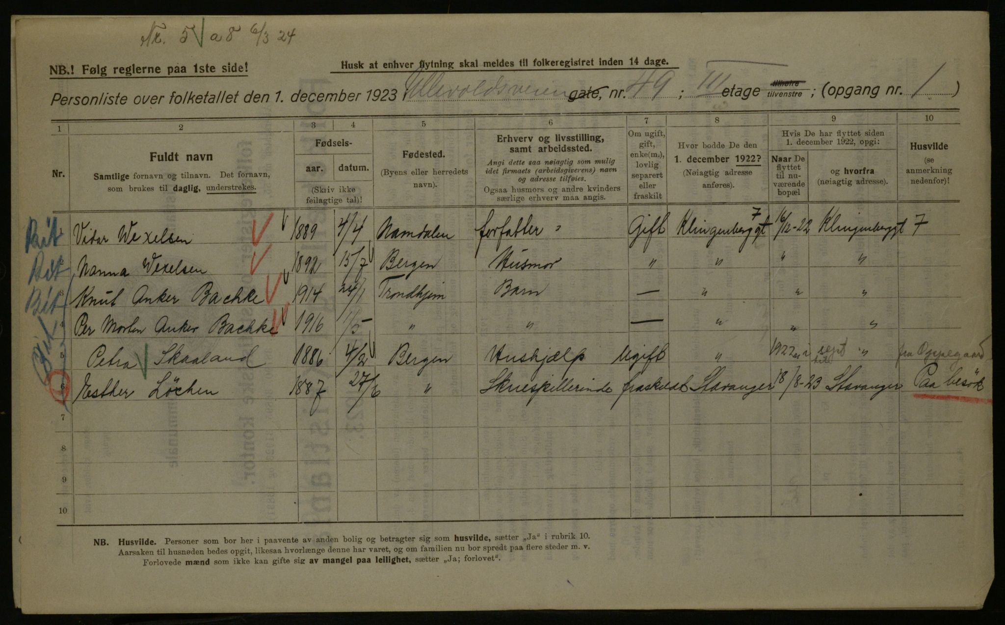 OBA, Kommunal folketelling 1.12.1923 for Kristiania, 1923, s. 131797