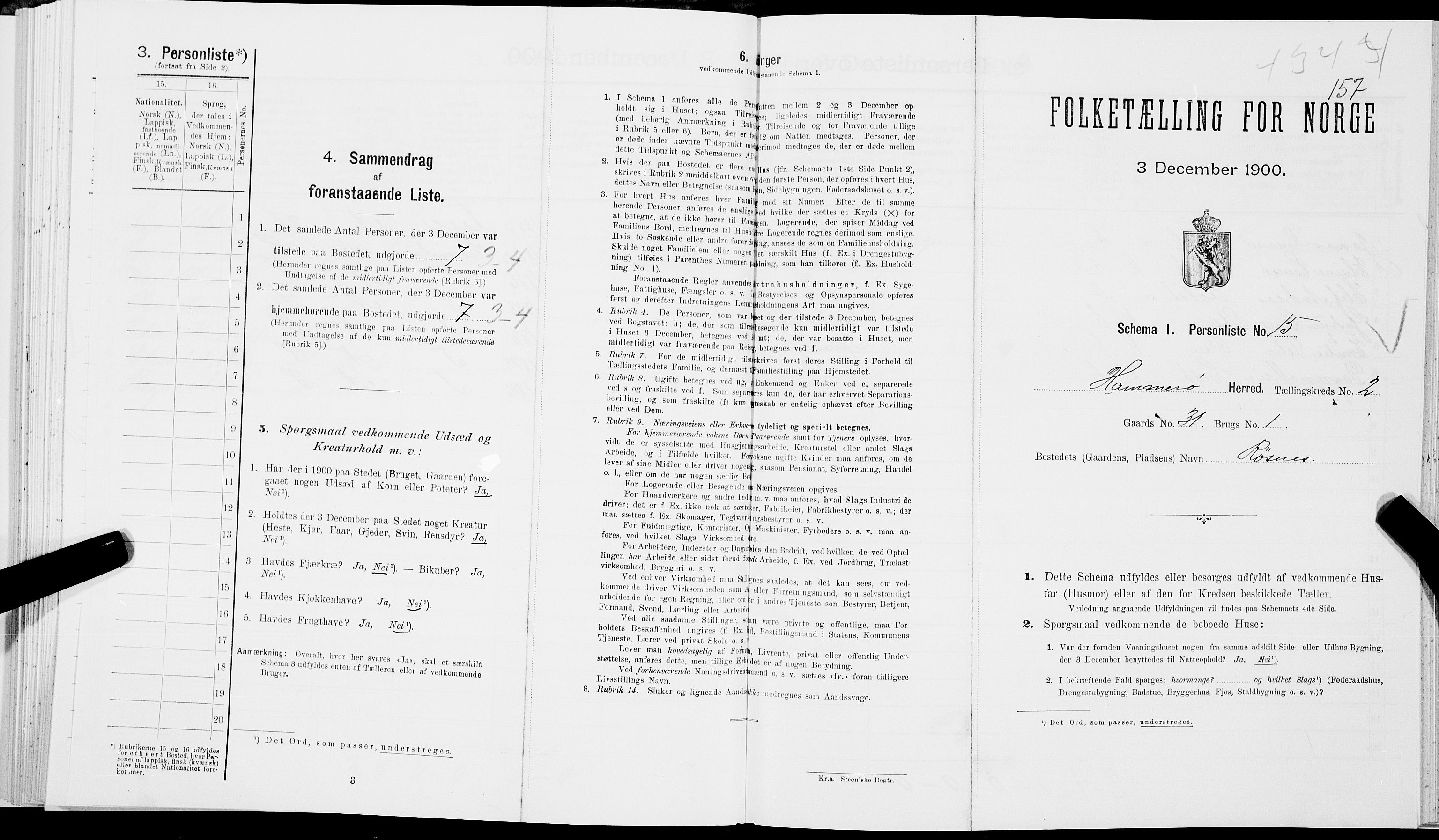 SAT, Folketelling 1900 for 1849 Hamarøy herred, 1900, s. 174