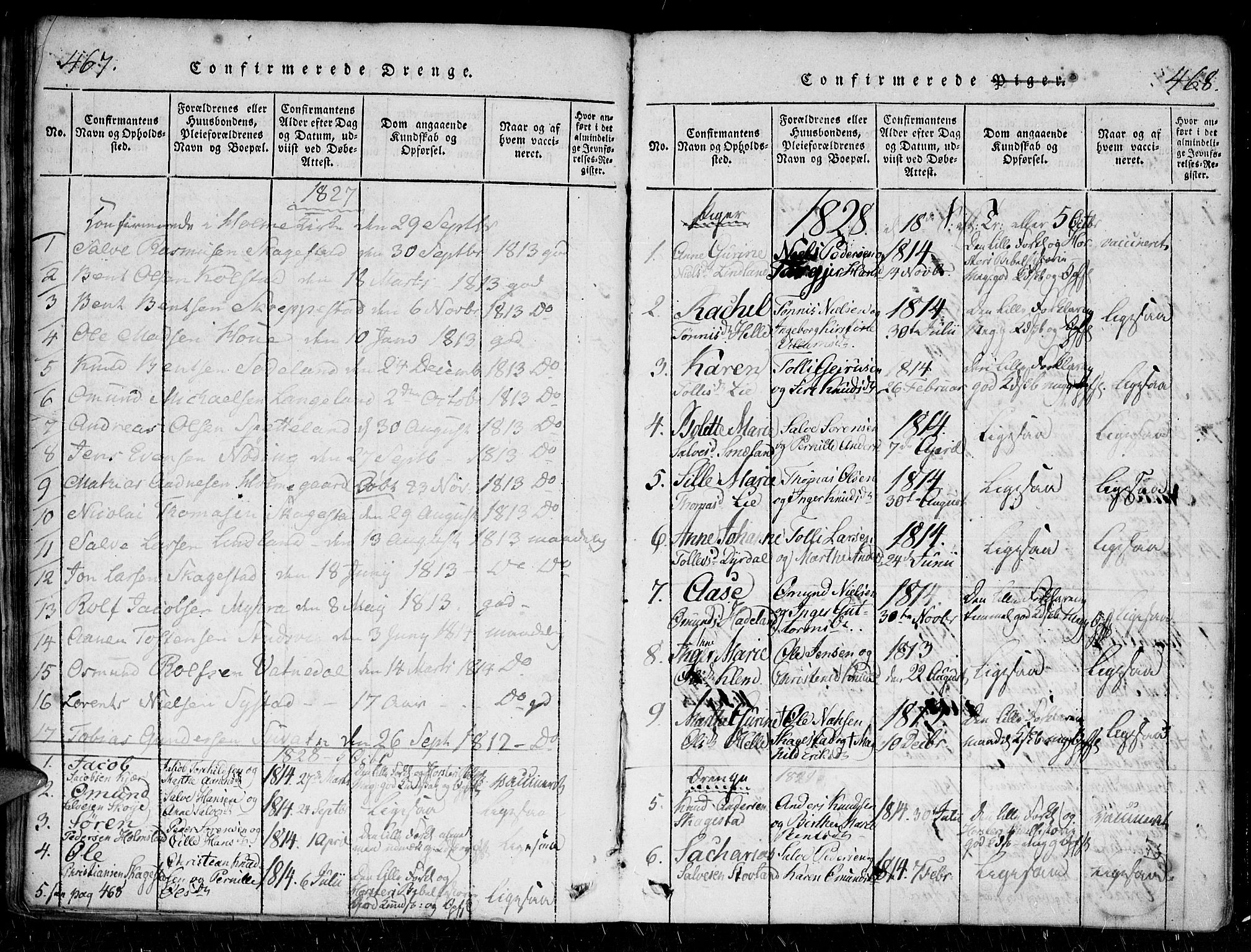 Holum sokneprestkontor, AV/SAK-1111-0022/F/Fa/Faa/L0004: Ministerialbok nr. A 4, 1820-1849, s. 467-468