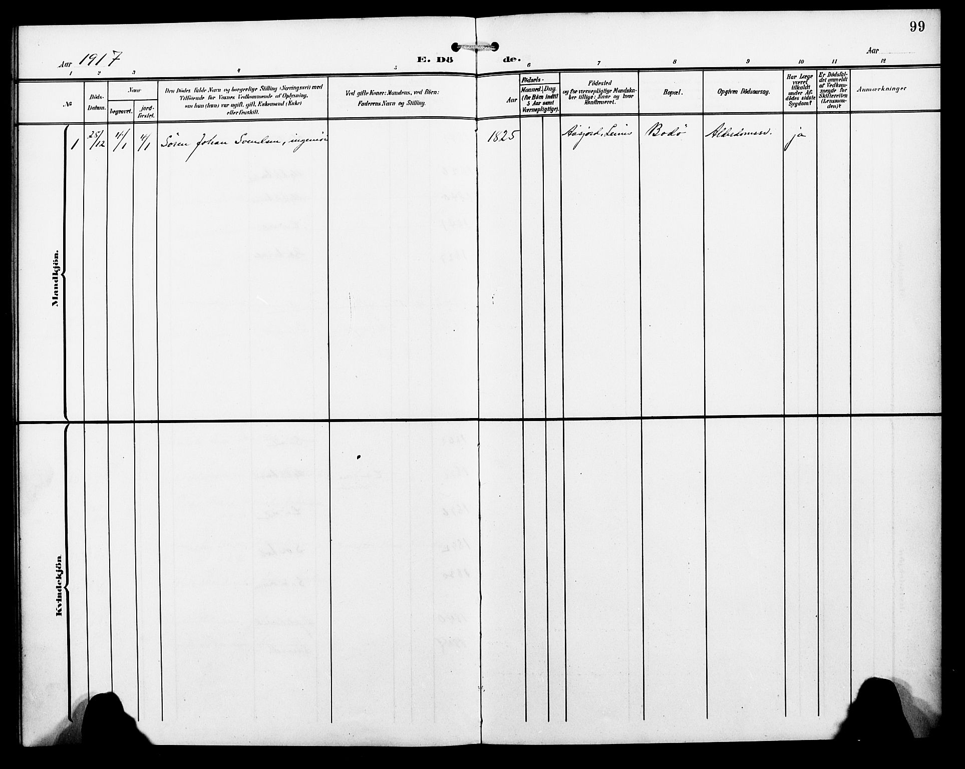 Ministerialprotokoller, klokkerbøker og fødselsregistre - Nordland, SAT/A-1459/857/L0829: Klokkerbok nr. 857C04, 1906-1916, s. 99