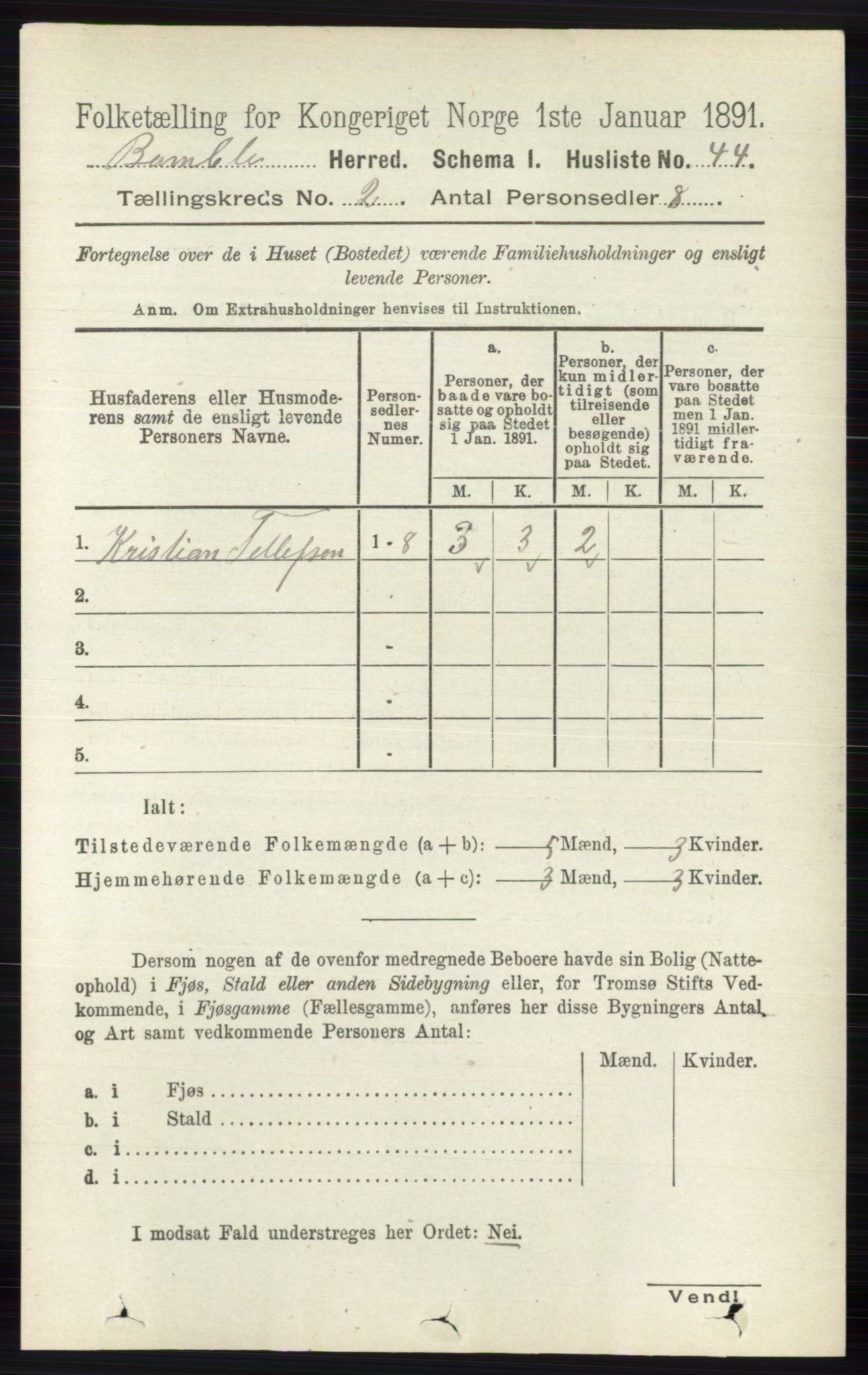 RA, Folketelling 1891 for 0814 Bamble herred, 1891, s. 985