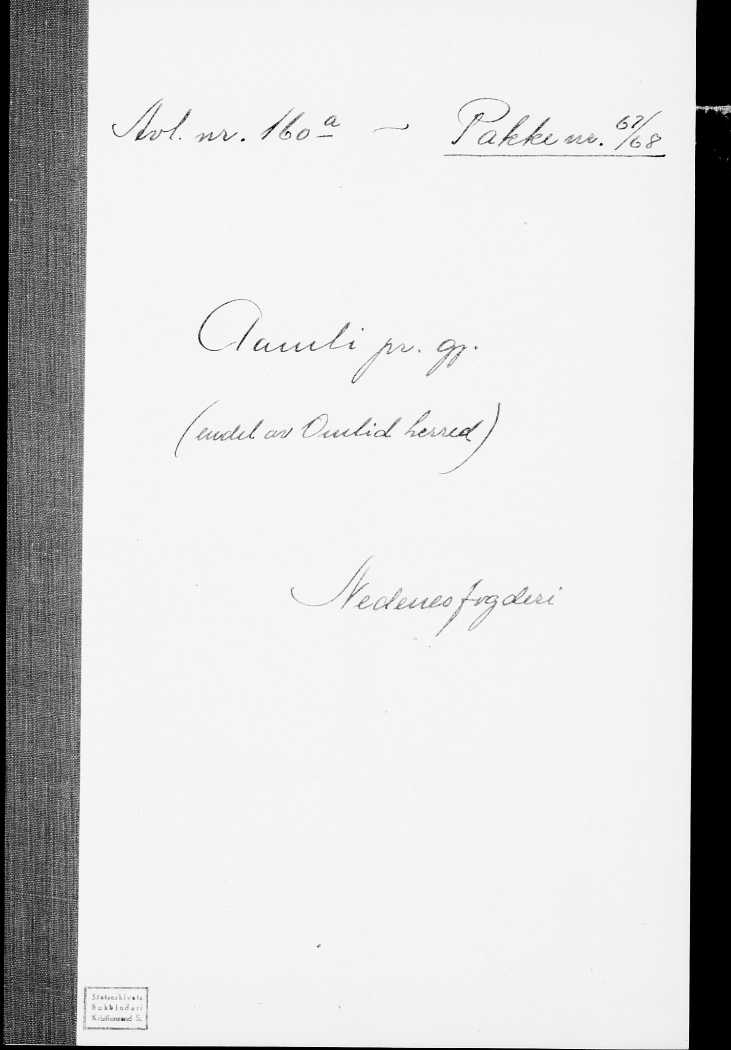 SAK, Folketelling 1875 for 0929P Åmli prestegjeld, 1875, s. 1