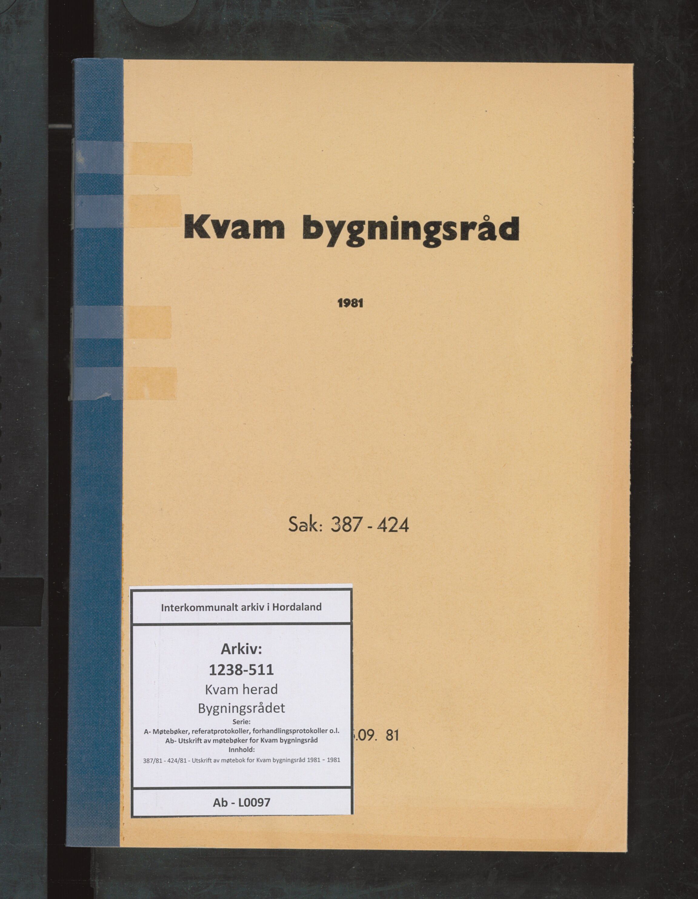 Kvam herad. Bygningsrådet, IKAH/1238-511/A/Ab/L0097: Utskrift av møtebok for Kvam bygningsråd, 1981