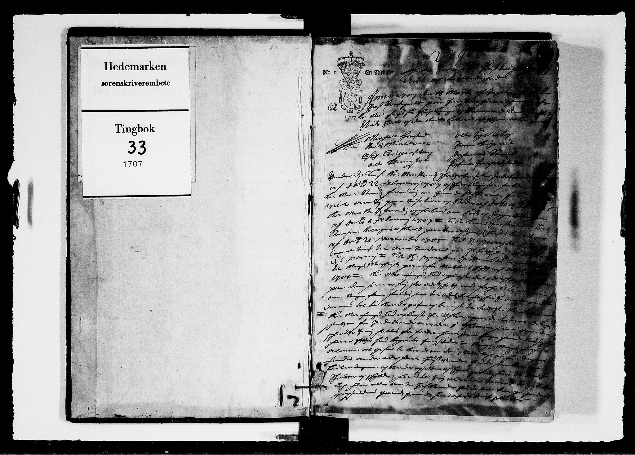 Hedemarken sorenskriveri, SAH/TING-034/G/Gb/L0033: Tingbok, 1707, s. 0b-1a
