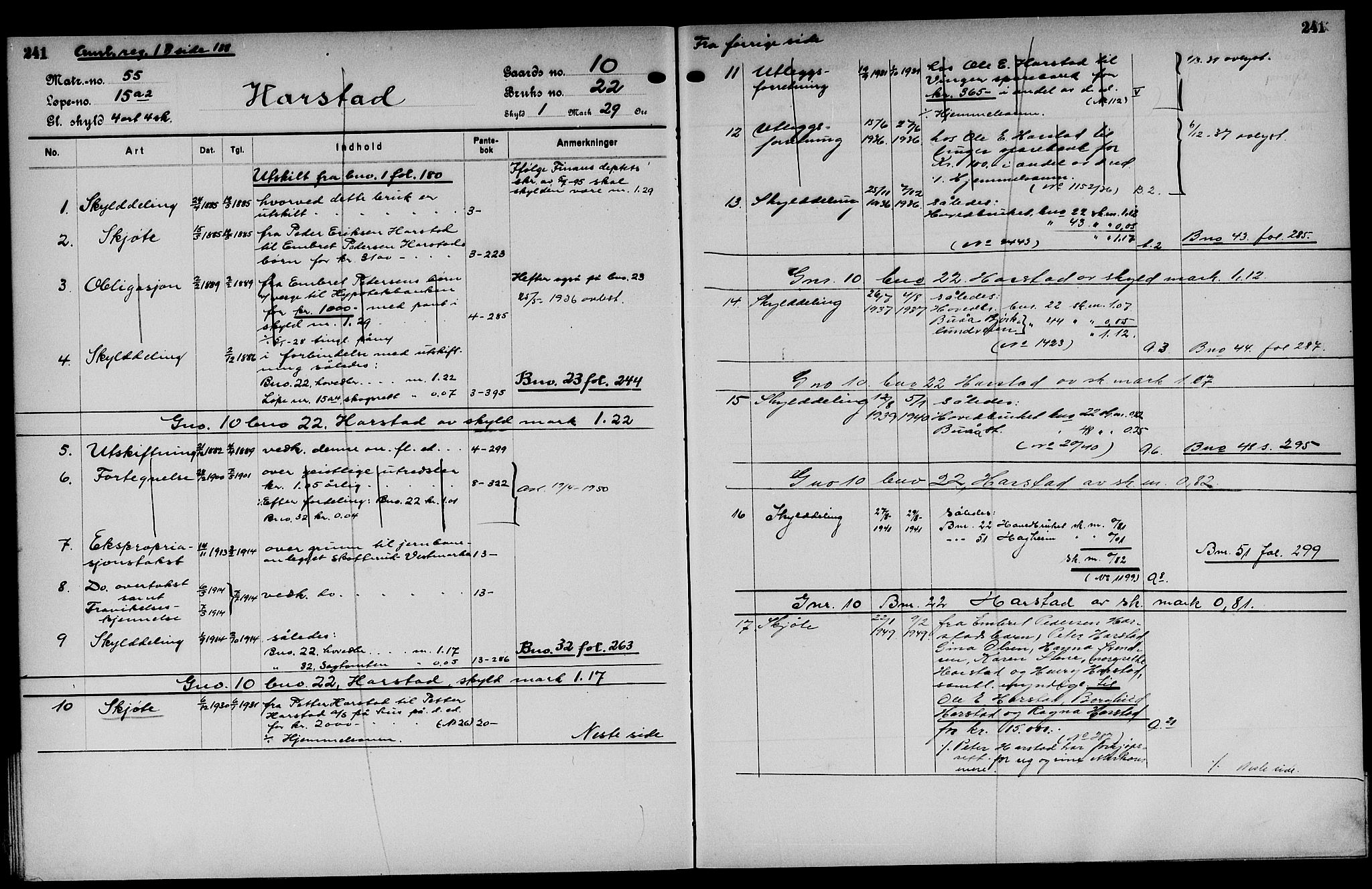 Vinger og Odal sorenskriveri, AV/SAH-TING-022/H/Ha/Hac/Hacd/L0002: Panteregister nr. 3.2, 1932, s. 241