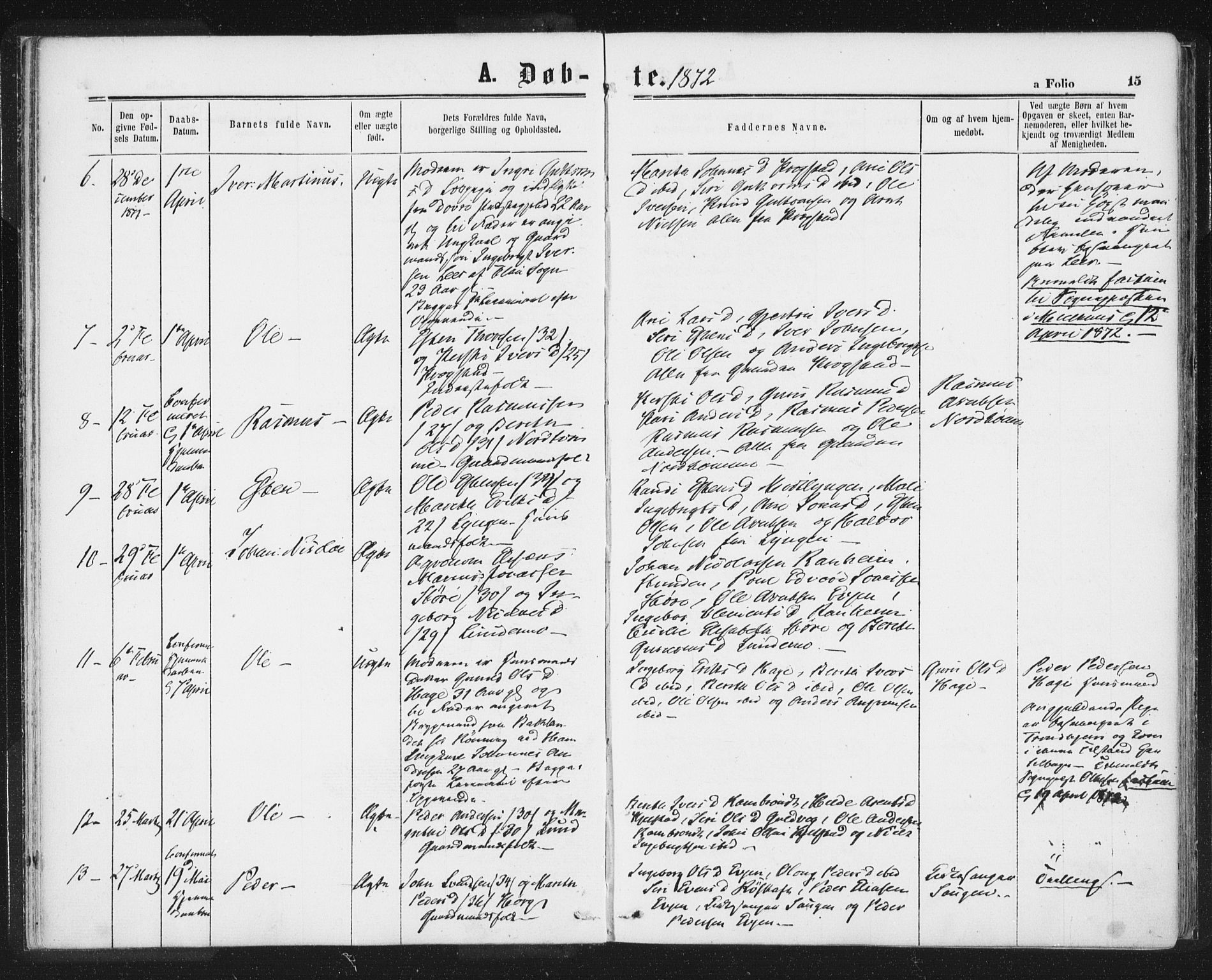 Ministerialprotokoller, klokkerbøker og fødselsregistre - Sør-Trøndelag, SAT/A-1456/692/L1104: Ministerialbok nr. 692A04, 1862-1878, s. 15