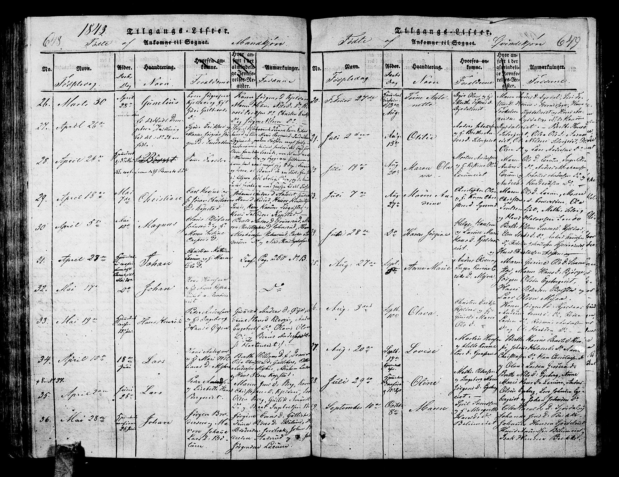 Sande Kirkebøker, AV/SAKO-A-53/G/Ga/L0001: Klokkerbok nr. 1, 1814-1847, s. 648-649
