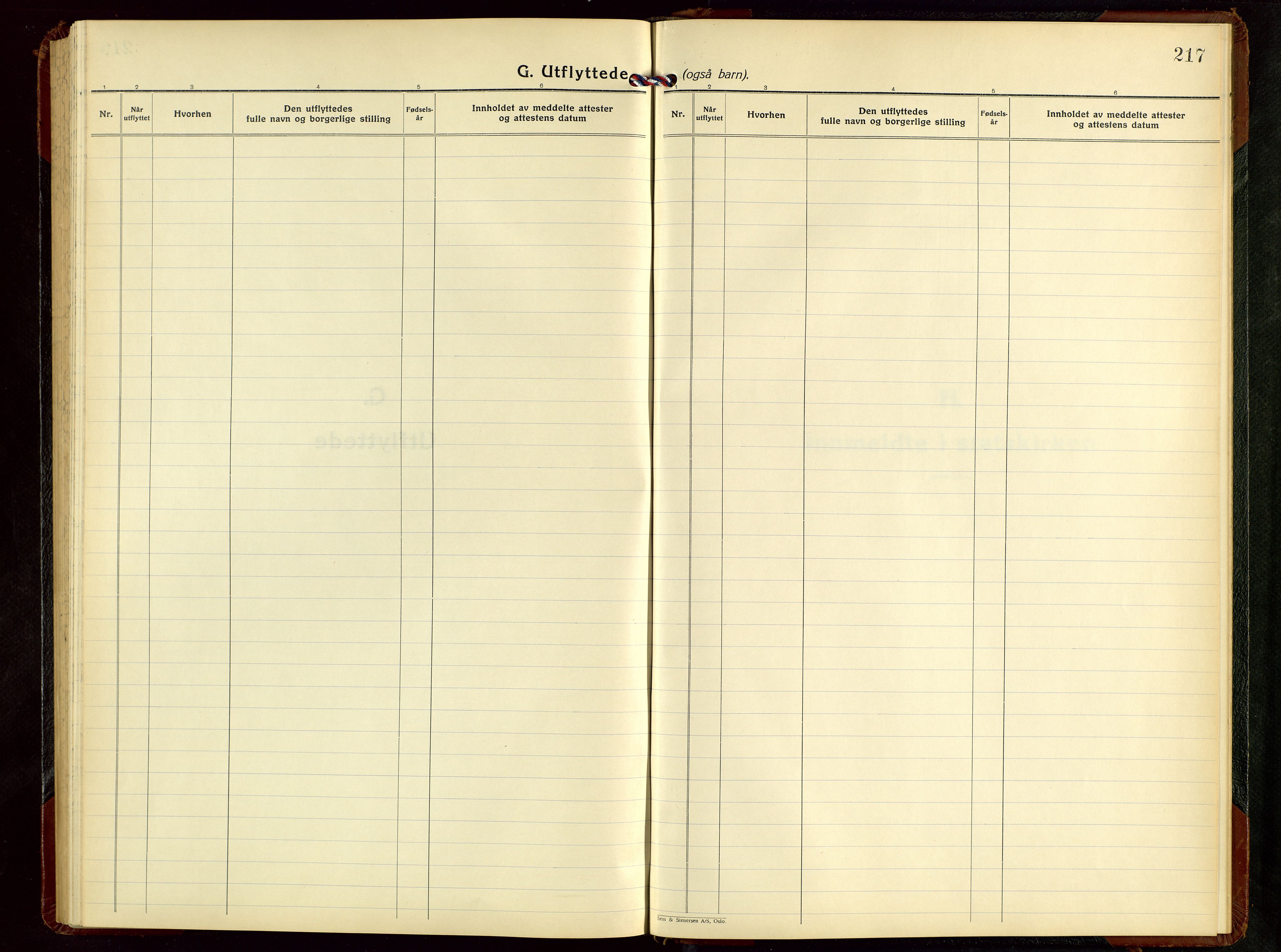 Tysvær sokneprestkontor, AV/SAST-A -101864/H/Ha/Hab/L0007: Klokkerbok nr. B 7, 1943-1970, s. 217