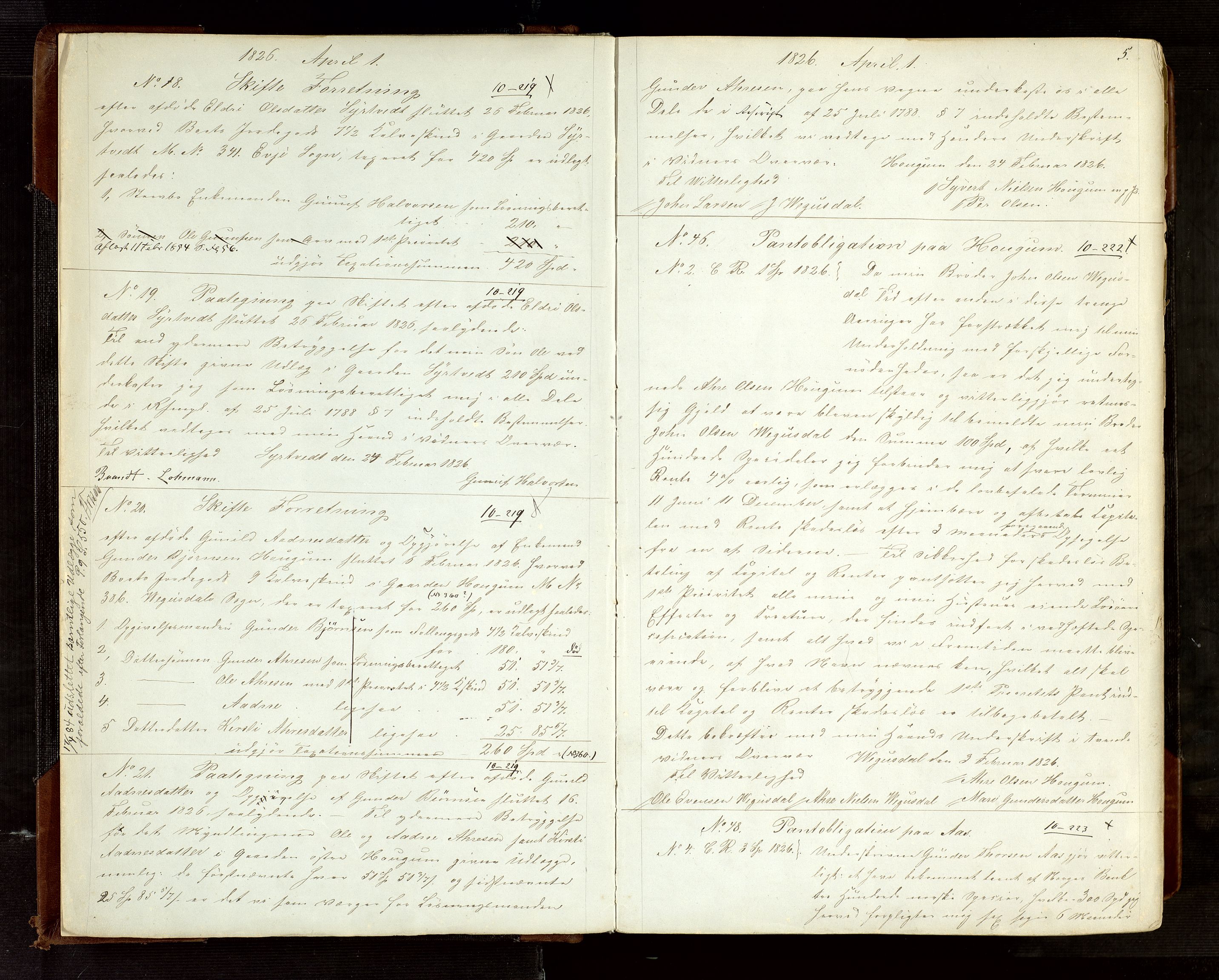 Setesdal sorenskriveri, SAK/1221-0011/G/Gb/L0055: Pantebok nr. 2, 1826-1852, s. 5