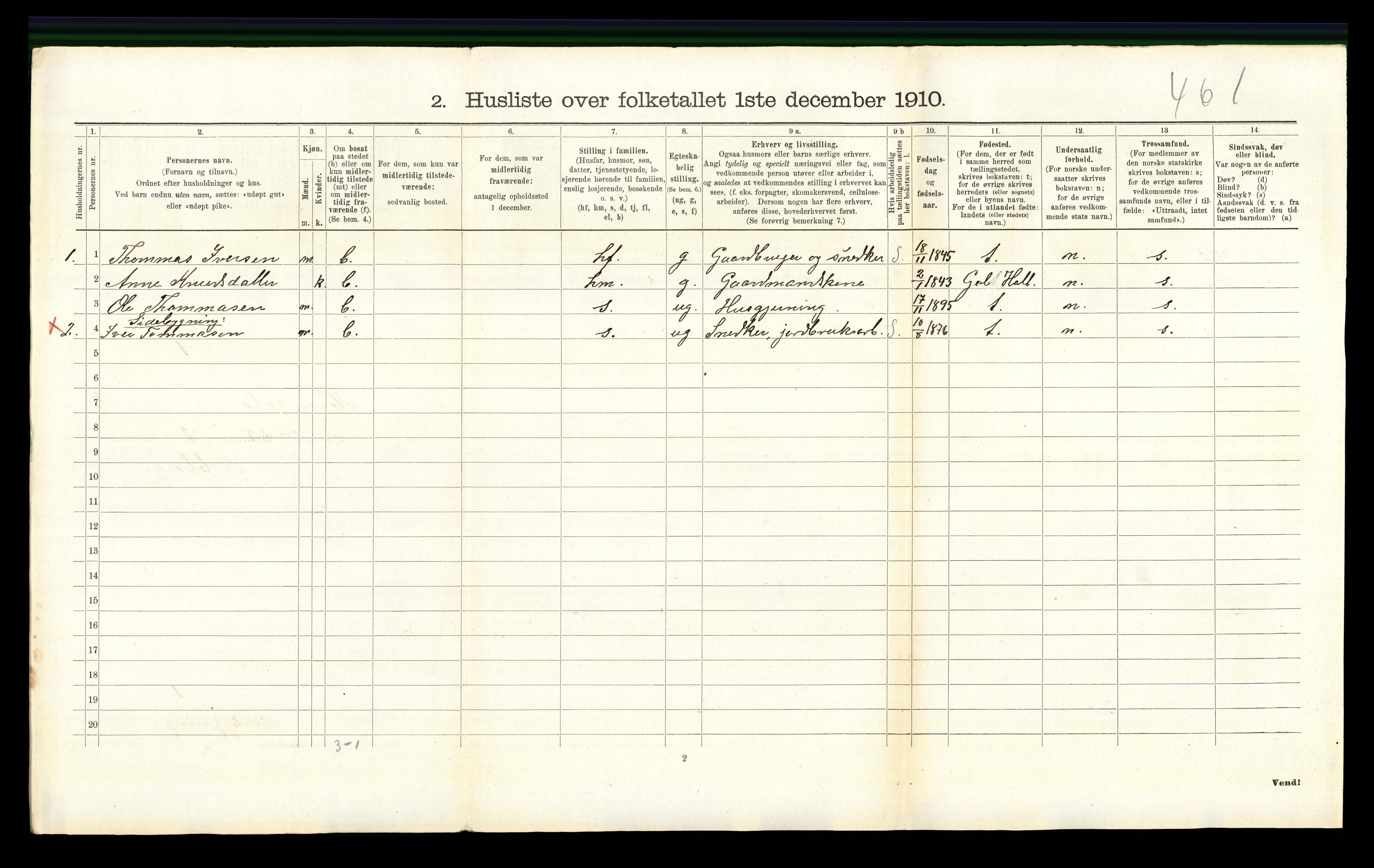 RA, Folketelling 1910 for 0618 Hemsedal herred, 1910, s. 203